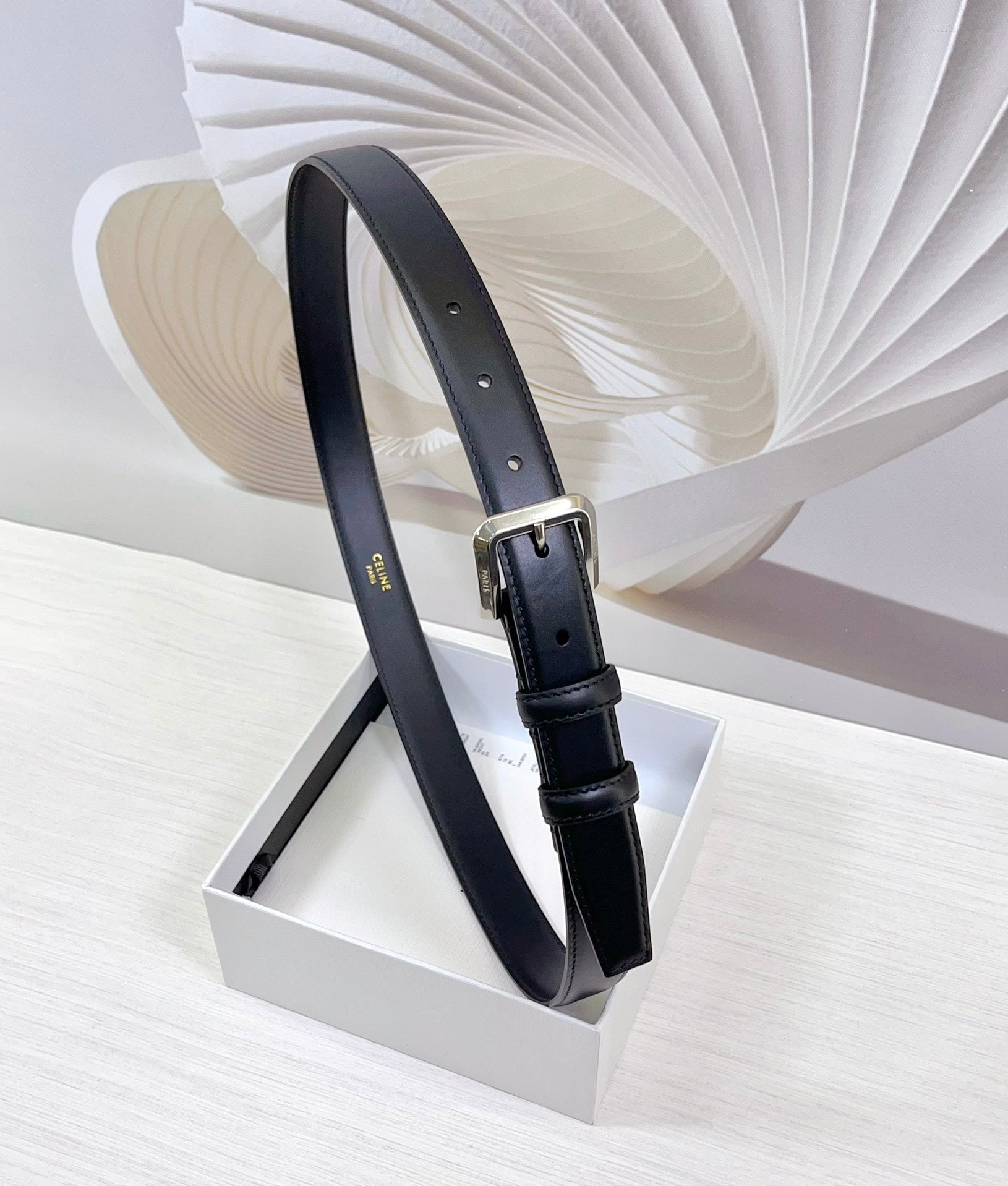 CEL Silver Western 25mm Belt Black Cowhide 181042