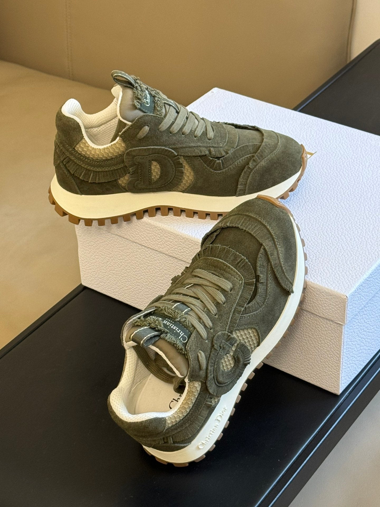 Cest CD Sneaker Dark Green Suede Calfskin and Mesh