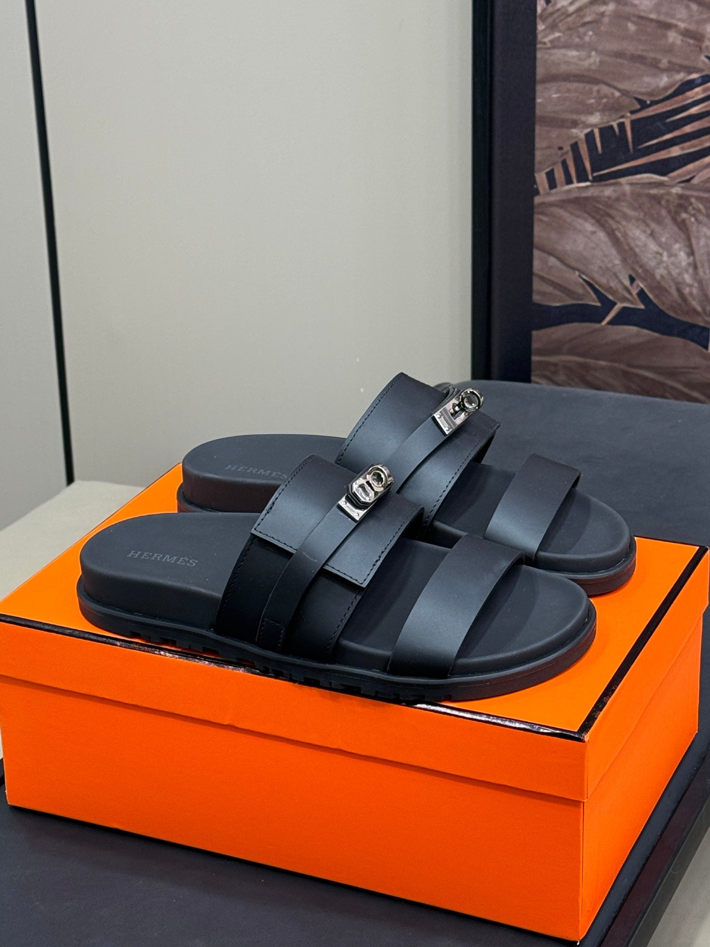 HM Jackson Sandal Black calfskin 212733