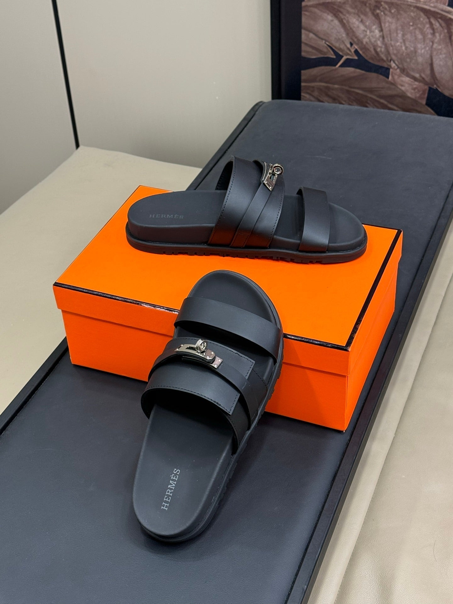 HM Jackson Sandal Black calfskin 212733