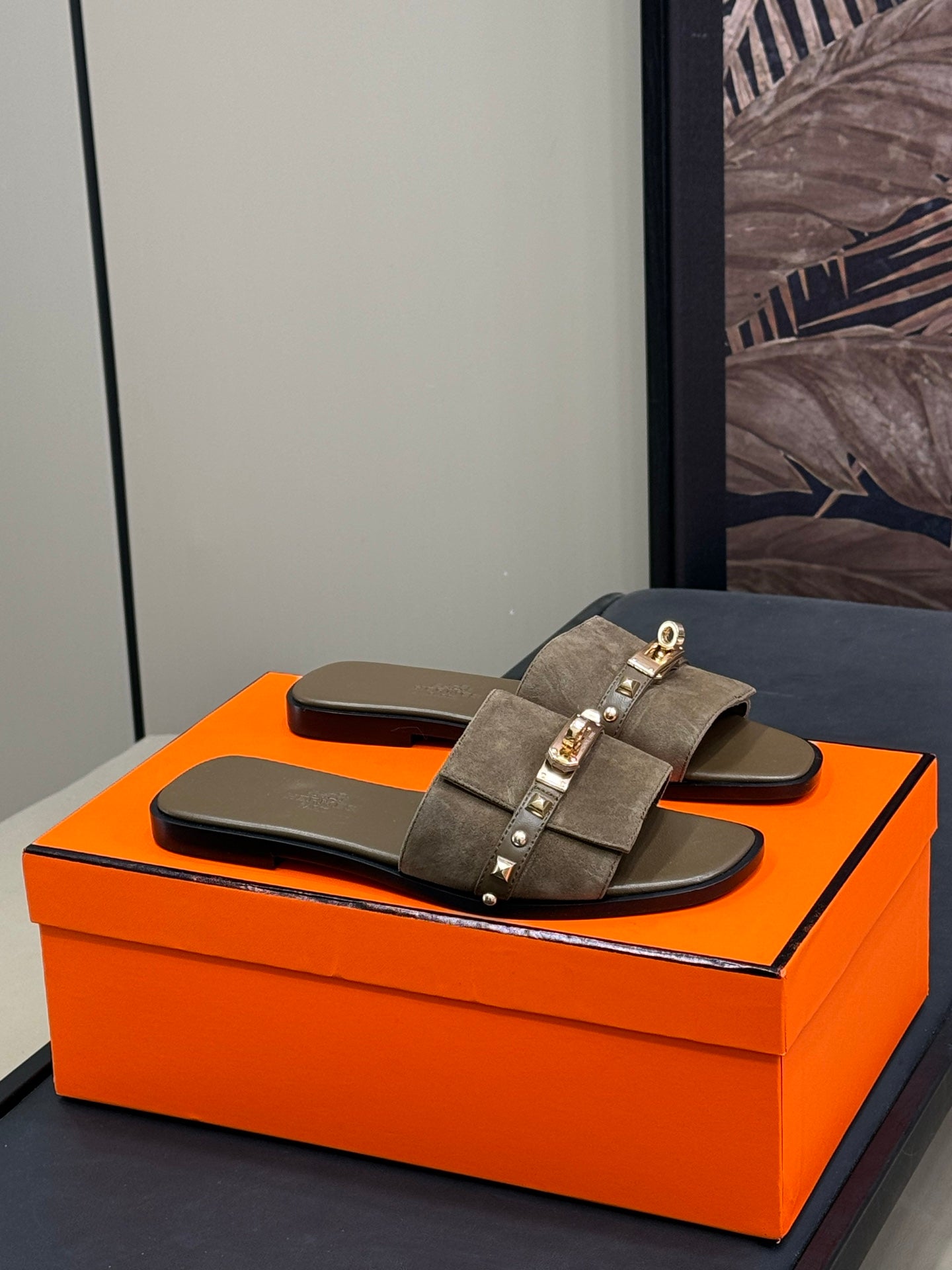 HM Giulia Sandal Army Green Calfskin with Suede 212729