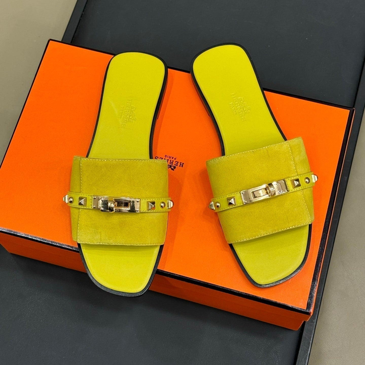 HM Giulia Sandal Yellow Calfskin with Suede 212732