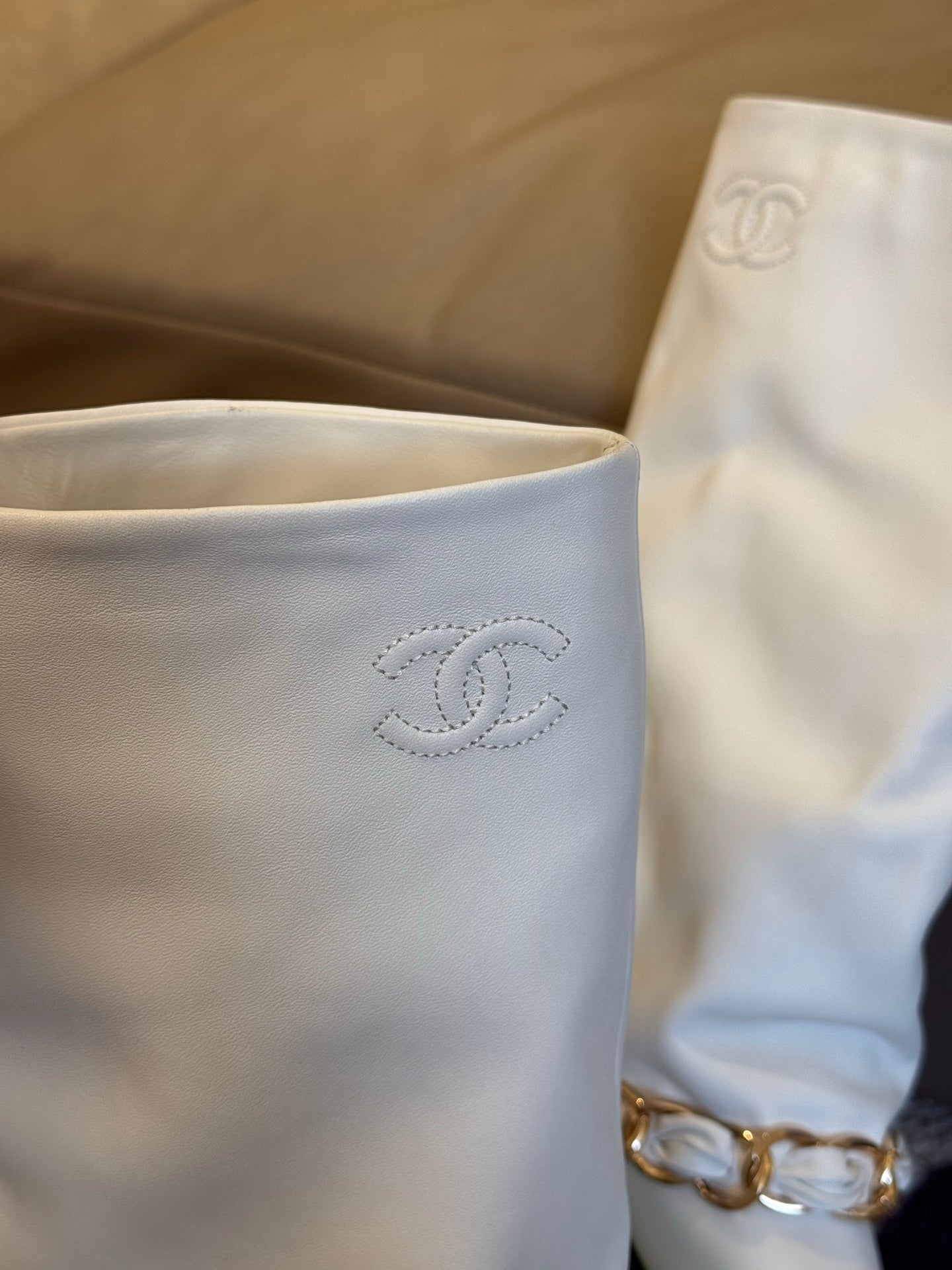 CC 25 High Boot White Calfskin 409133