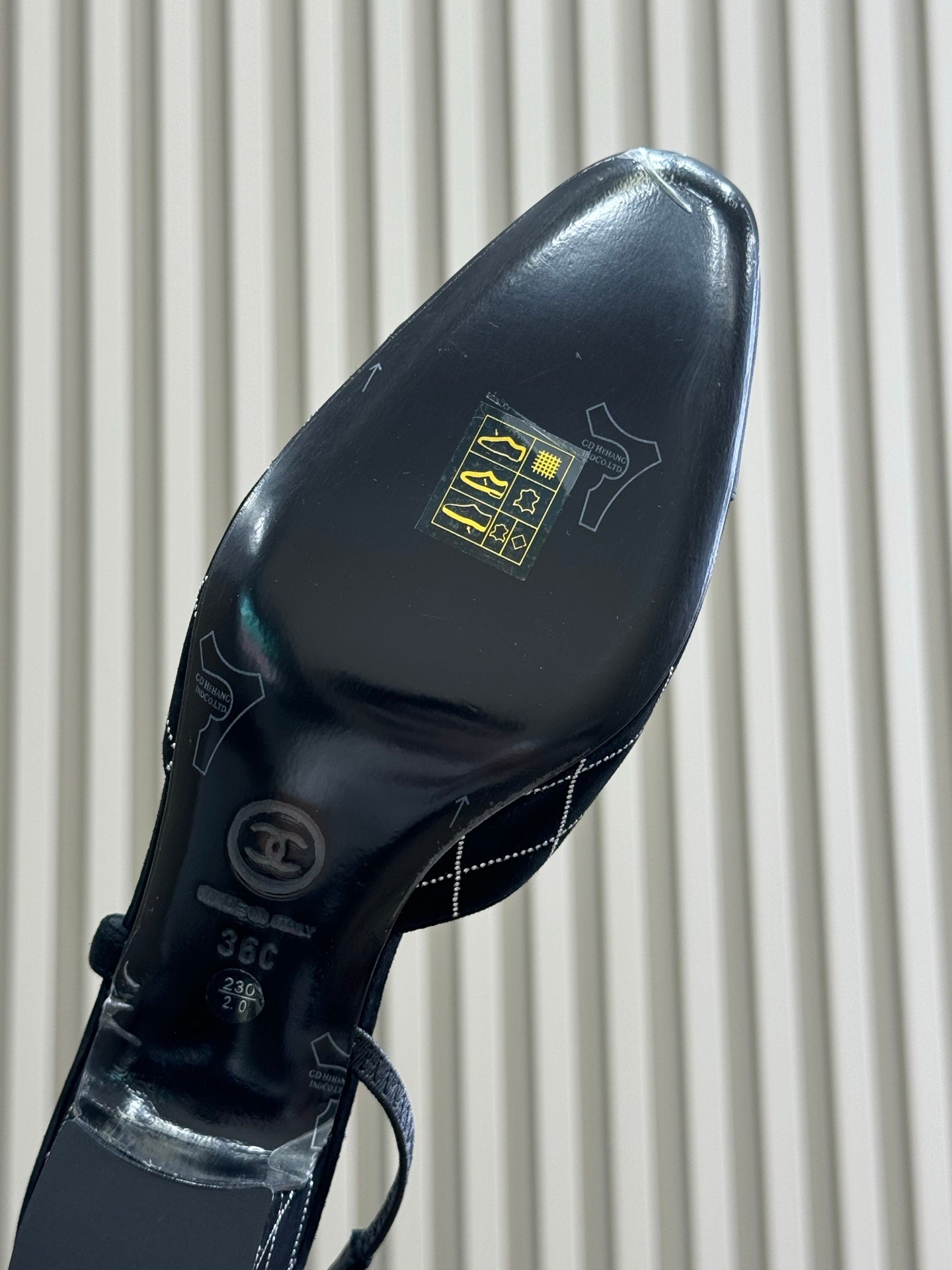 Chanel 25 Plaid Slingback Black Suede Sheepskin 468361