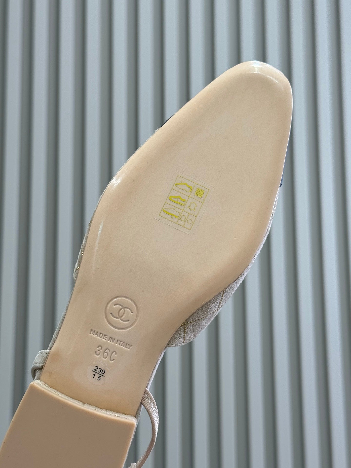 Chanel 25 Plaid Slingback Beige Black Suede Sheepskin 468363