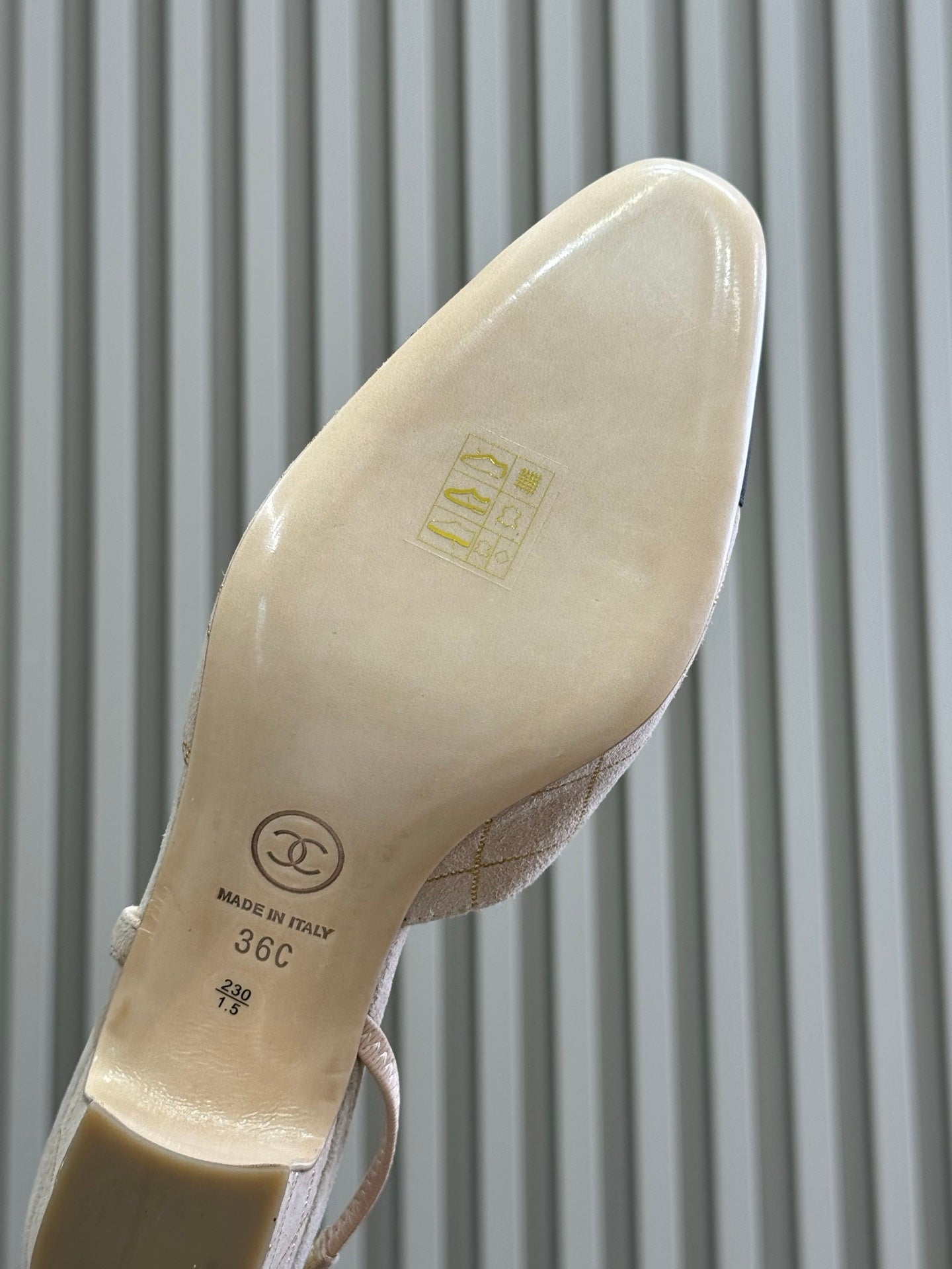 Chanel 25 Plaid Slingback Beige Black Suede Sheepskin 468363