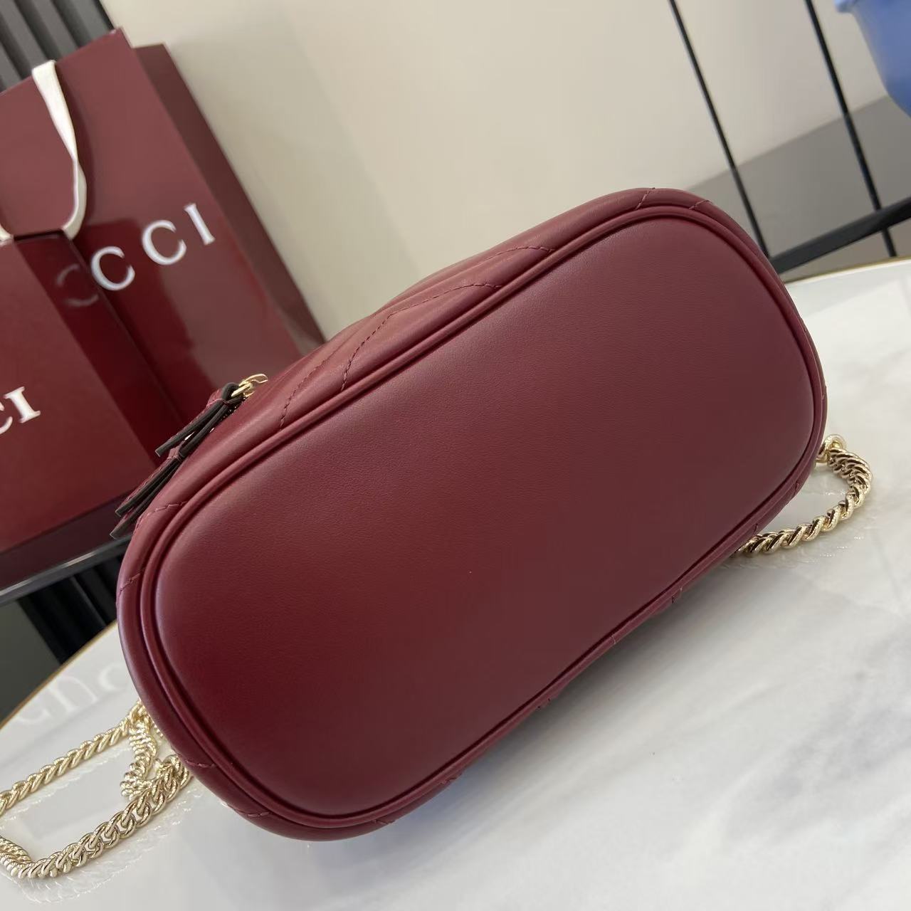 Gucci 25 Marmont Vanity Bag Rosso Ancora Red Cowhide 294900