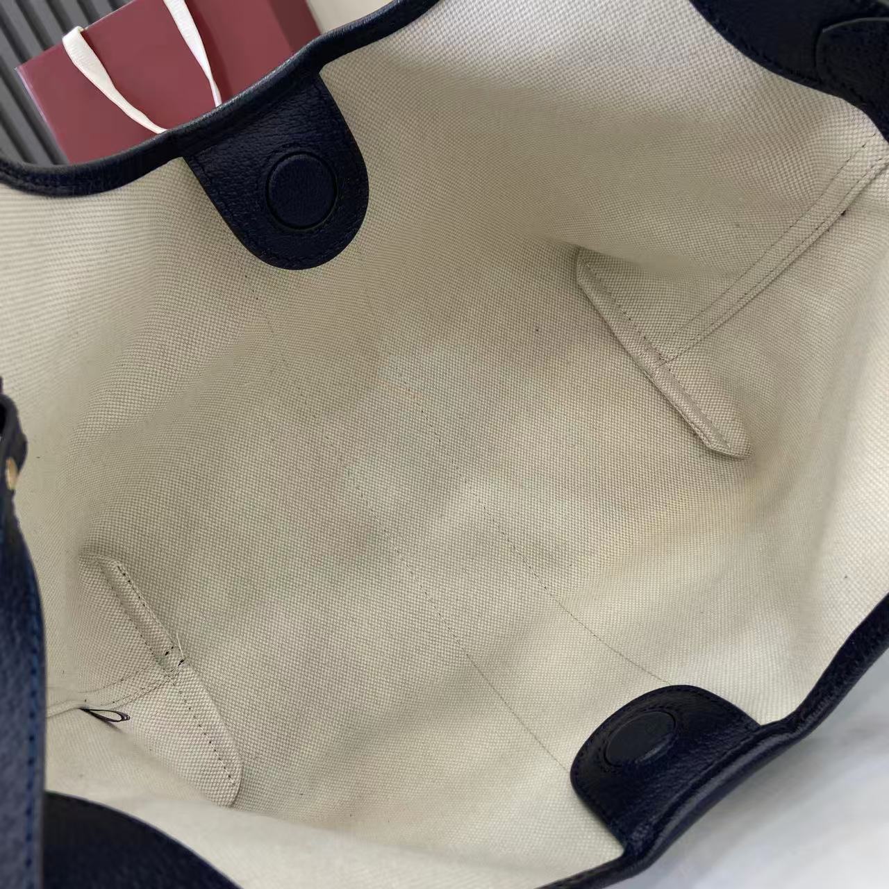 Gucci 25 Giglio 25cm Bag Blue Denim Leather 292387