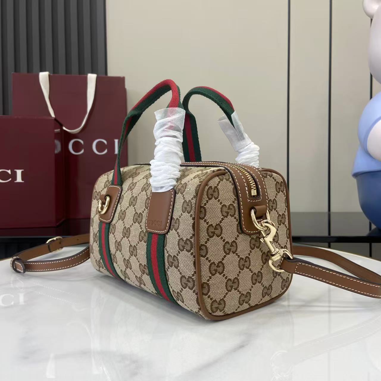 Gucci 25 GG Handbag Beige mix Brown Canvas Leather 288802