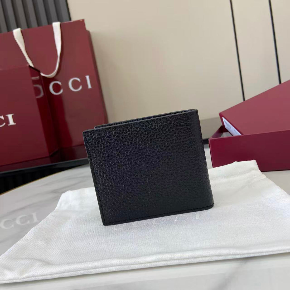 Gucci 25 Wallet 11cm Black Grained Cowhide 290506