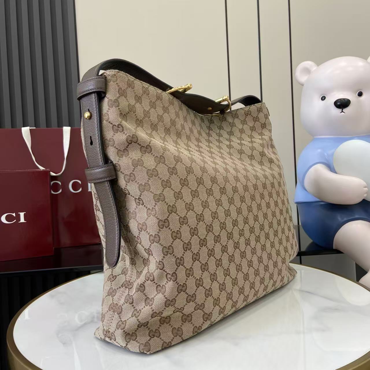 Gucci 25 Beatrix 40cm Handbag Beige mix Dark Brown Canvas Leather 292317