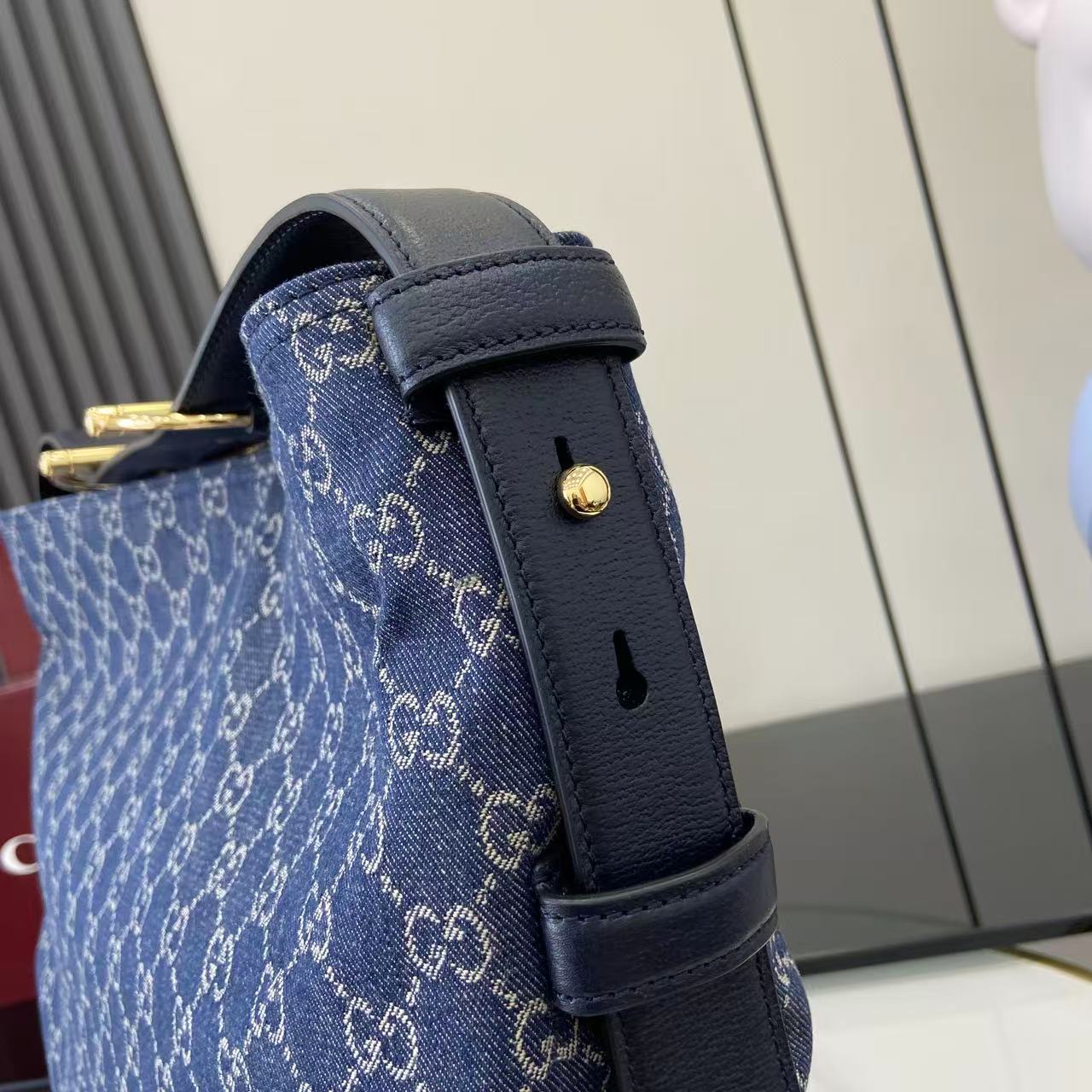 Gucci 25 Beatrix 40cm Handbag Navy Blue Denim Leather 292318