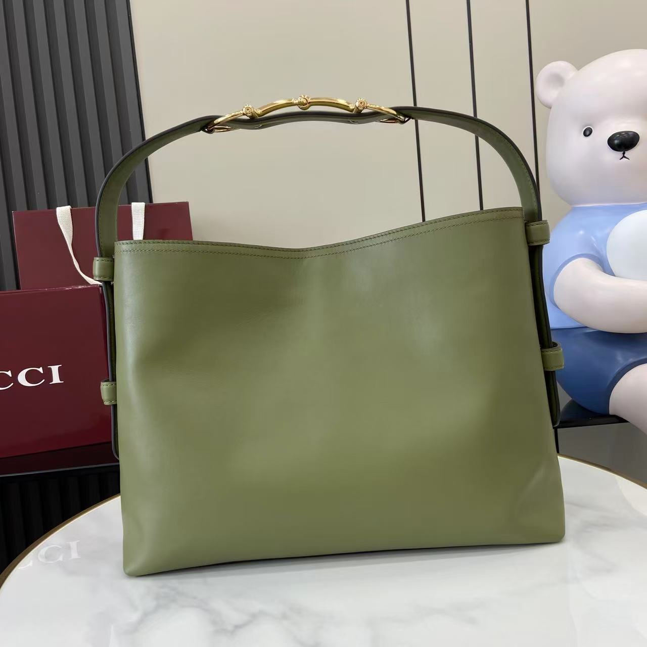 Gucci 25 Beatrix Handbag Green Smooth Cowhide 292565