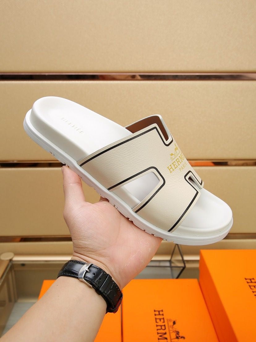 HM Men's Slide Beige Cowhide 544092