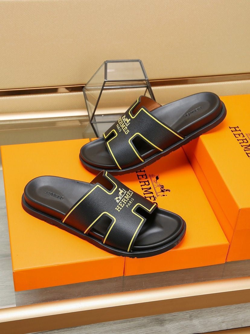 HM Men's Slide Black Cowhide 544093