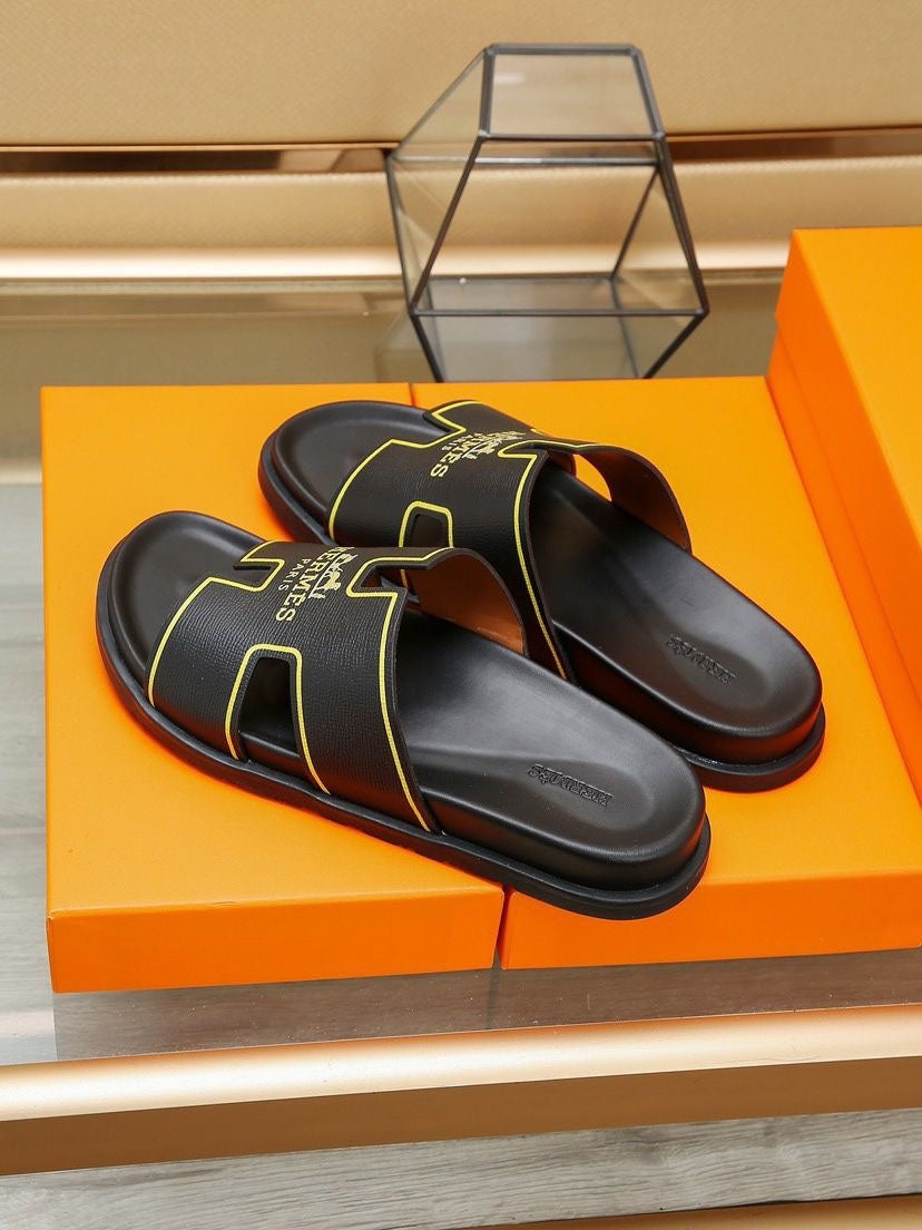 HM Men's Slide Black Cowhide 544093