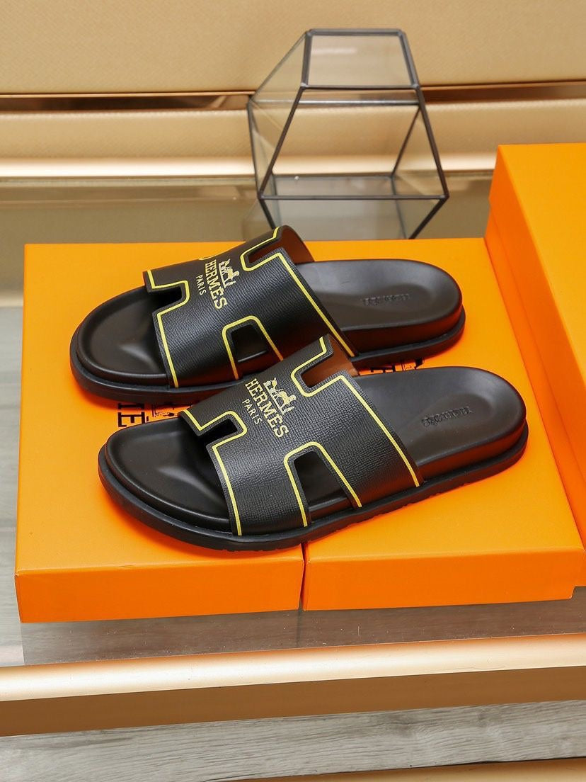 HM Men's Slide Black Cowhide 544093