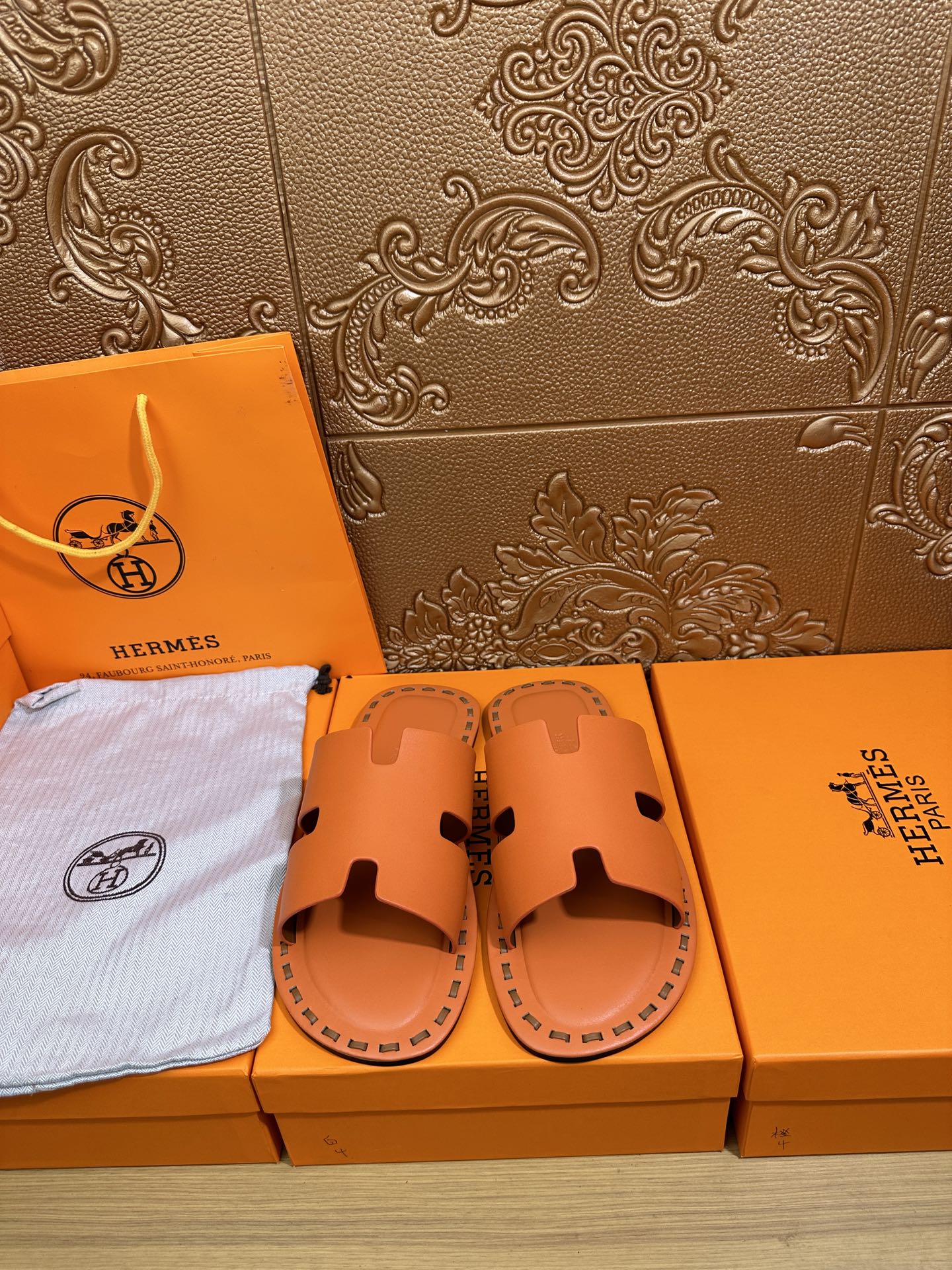 HM Men's Izmir Slide Orange Cowhide 544058