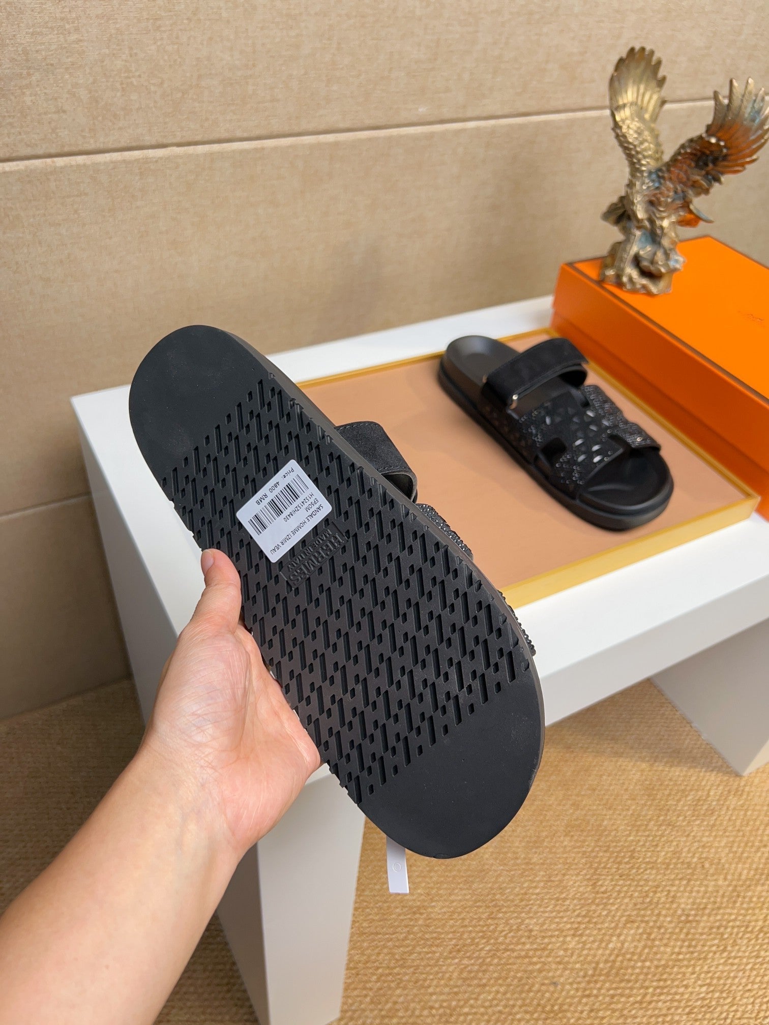 HM Men's Chypre Sandals Black Diammond Suede 735676