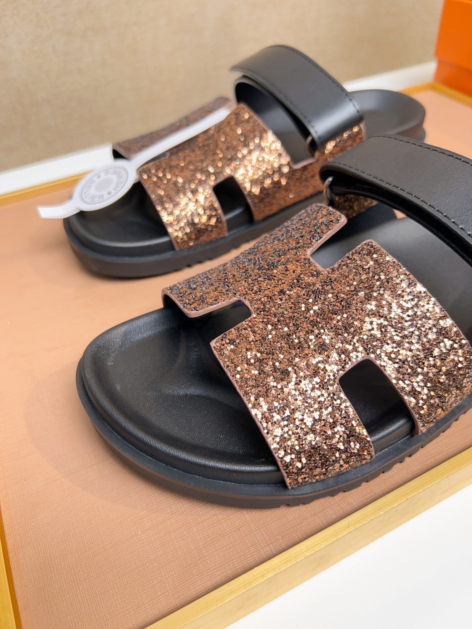 HM Men's Chypre Sandals Metallic Copper Calfskin 735678