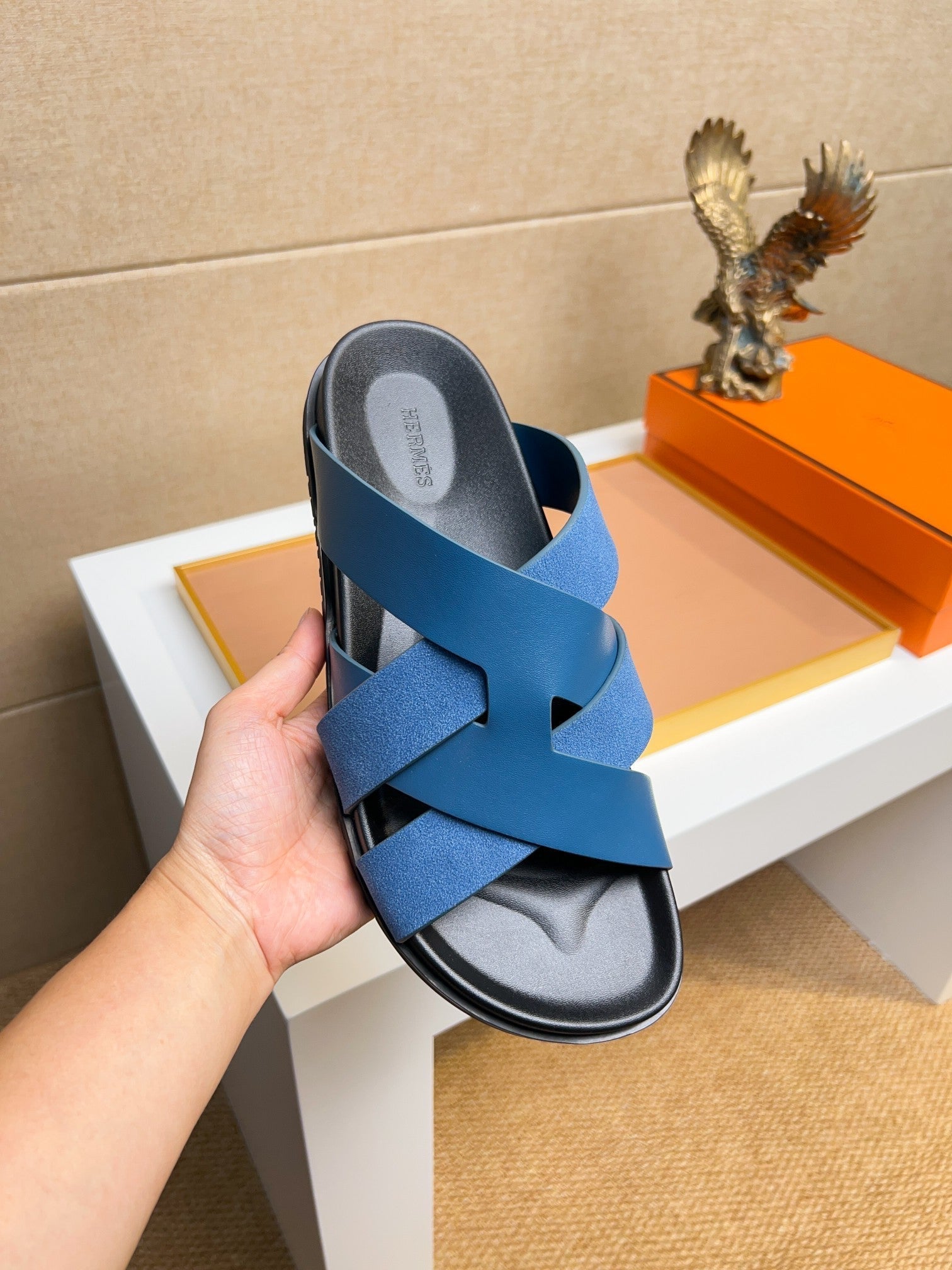 HM Men's Kazimir Sandals Blue Calfskin 737141