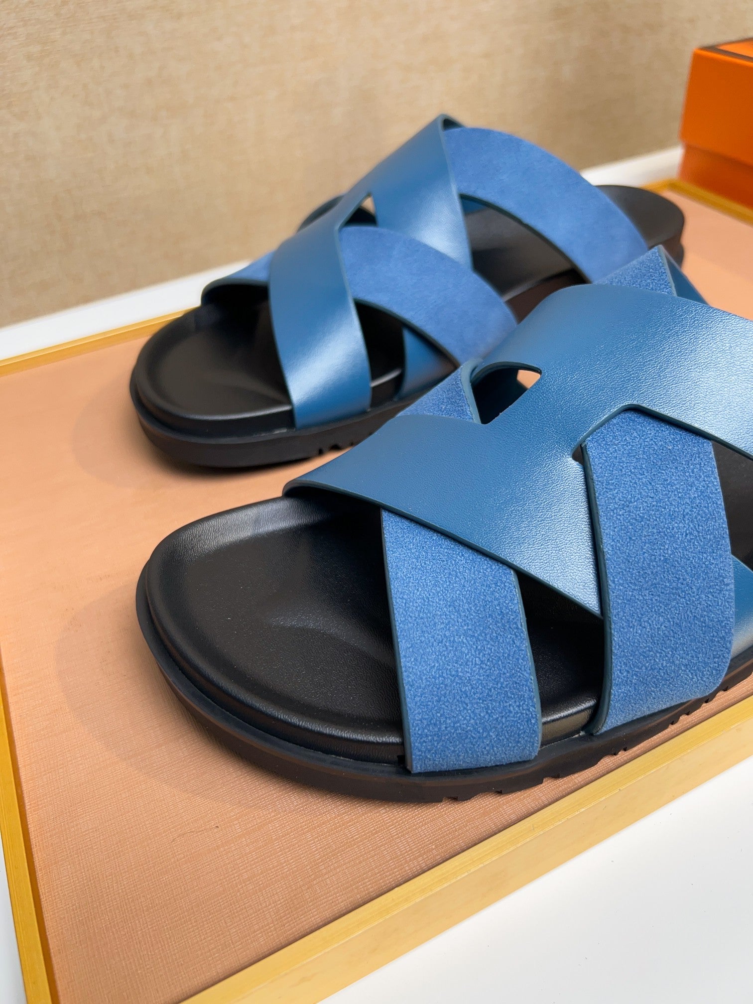 HM Men's Kazimir Sandals Blue Calfskin 737141