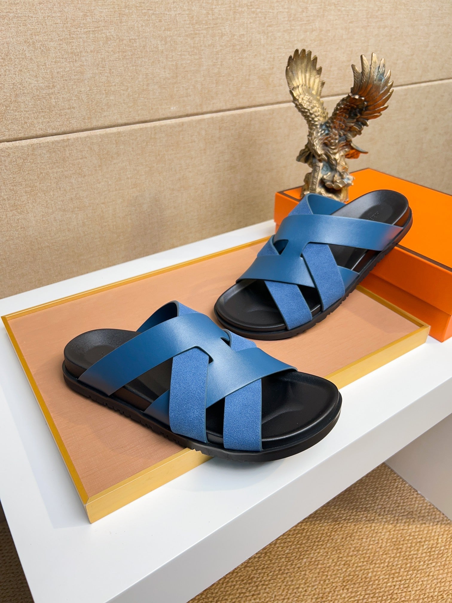 HM Men's Kazimir Sandals Blue Calfskin 737141