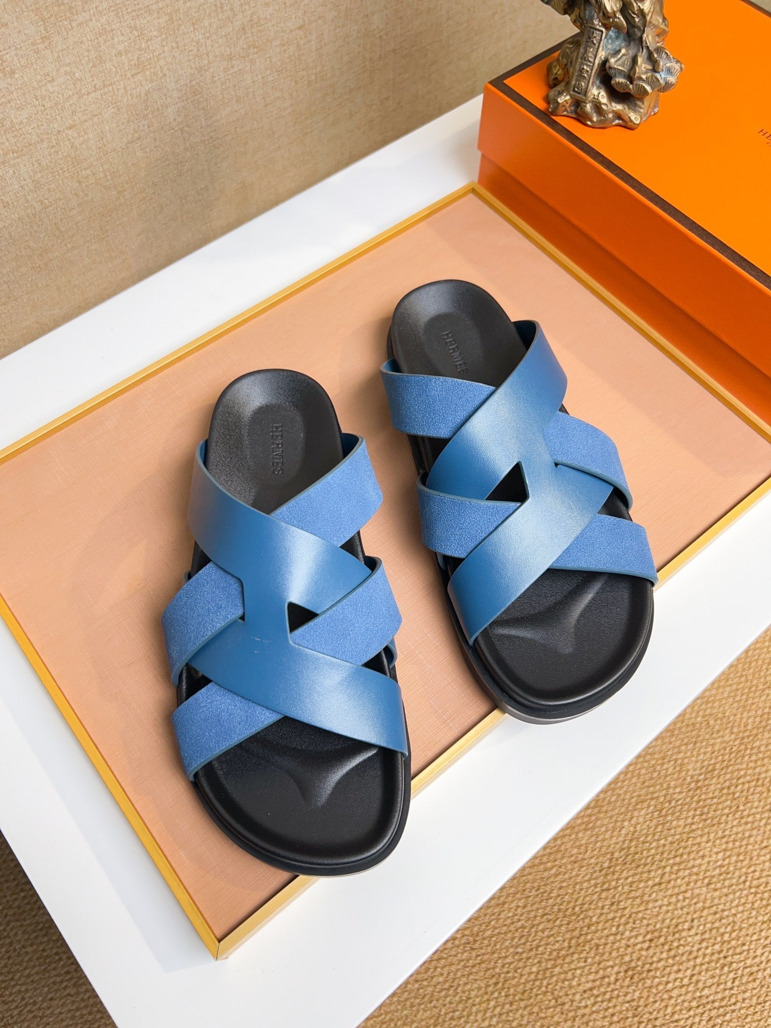 HM Men's Kazimir Sandals Blue Calfskin 737141