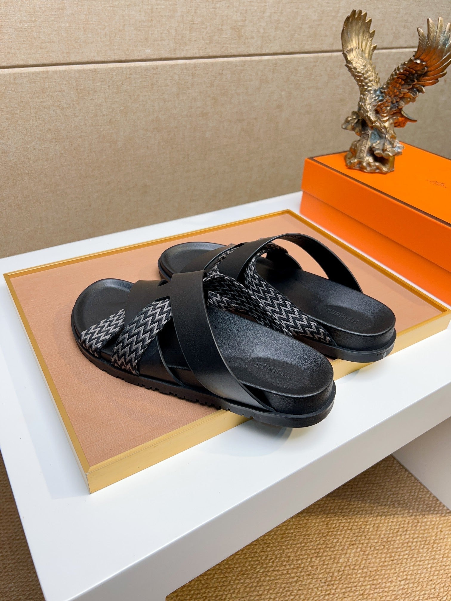 HM Men's Kazimir Sandals Black Calfskin 735744