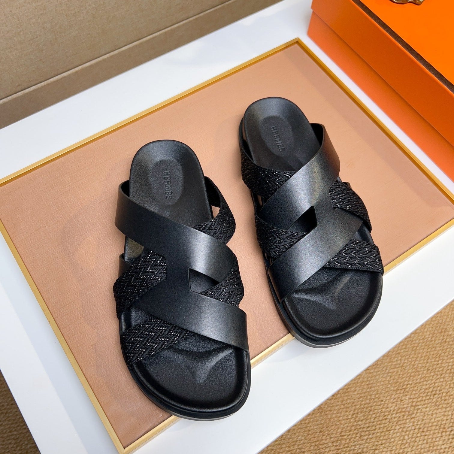 HM Men's Kazimir Sandals Black Calfskin 735746