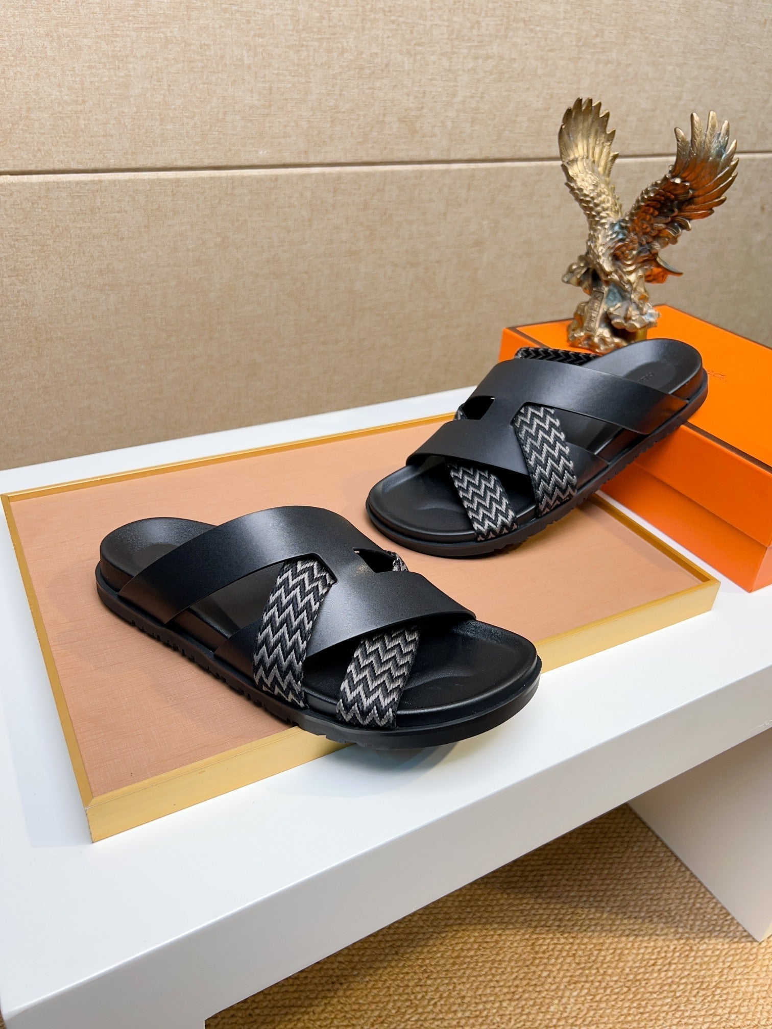 HM Men's Kazimir Sandals Black Calfskin 735744