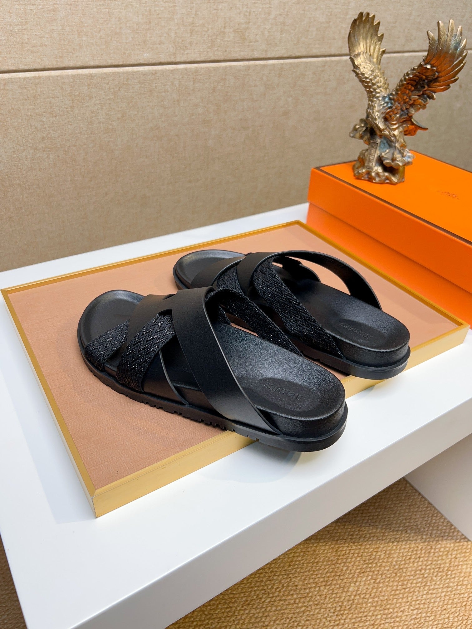 HM Men's Kazimir Sandals Black Calfskin 735746