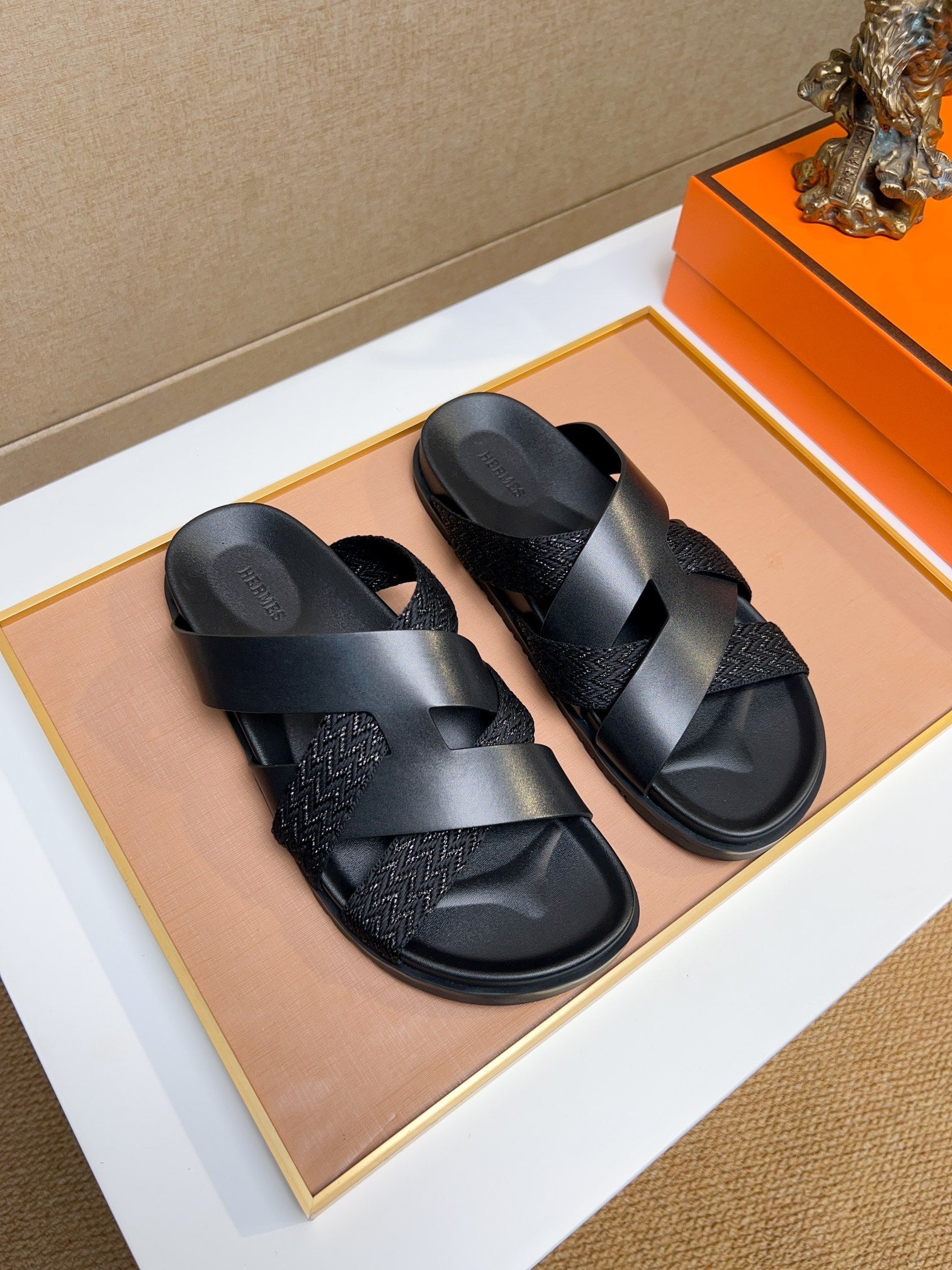 HM Men's Kazimir Sandals Black Calfskin 735746