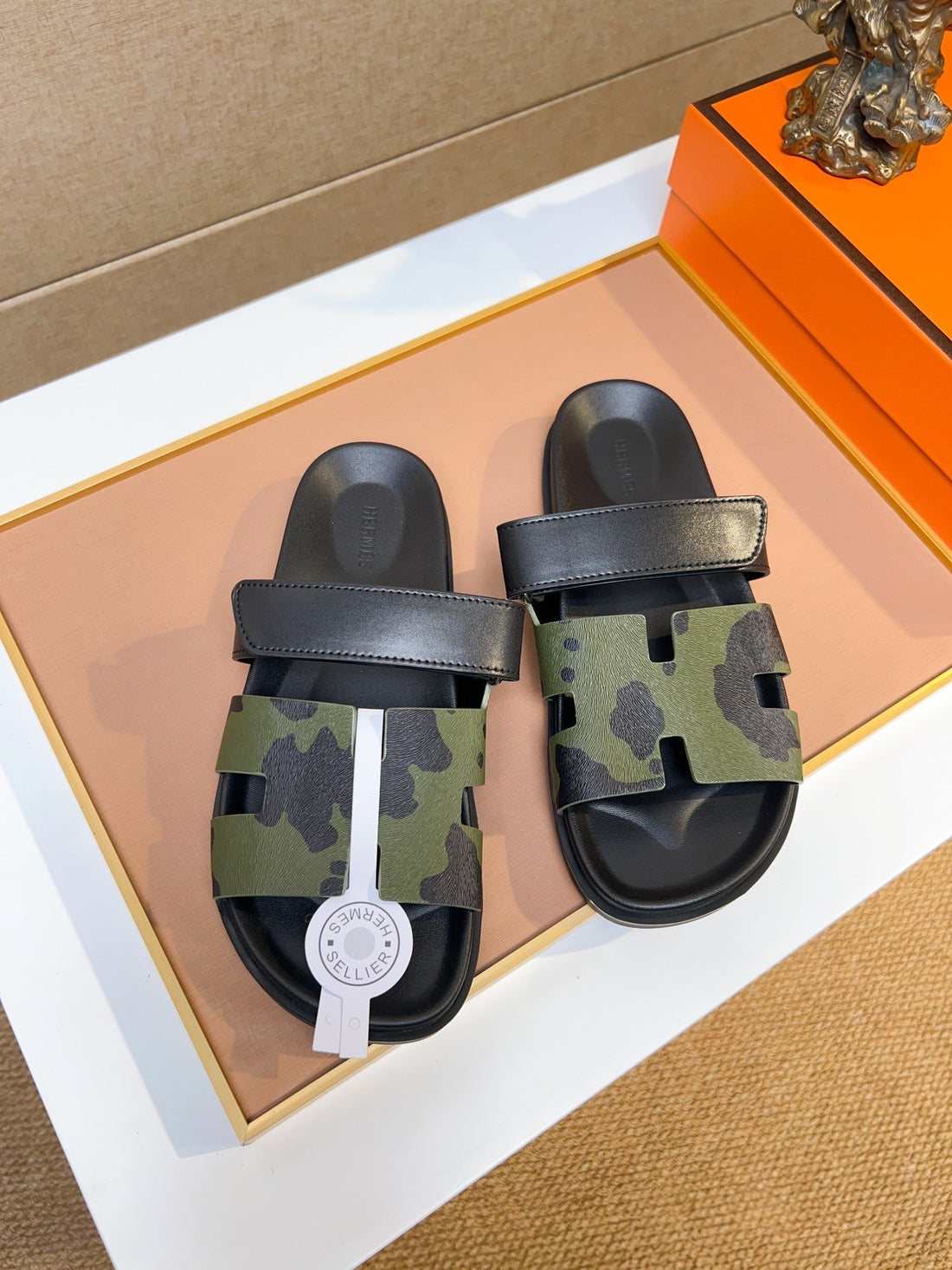 HM Men's Izmir Slide Green Black Calfskin 747627