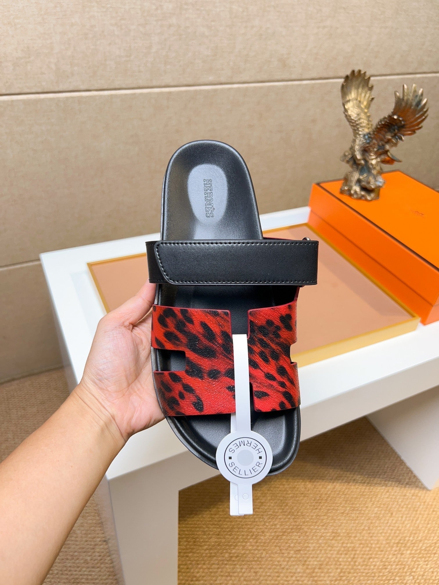 HM Men's Izmir Slide Red Black Calfskin 747632