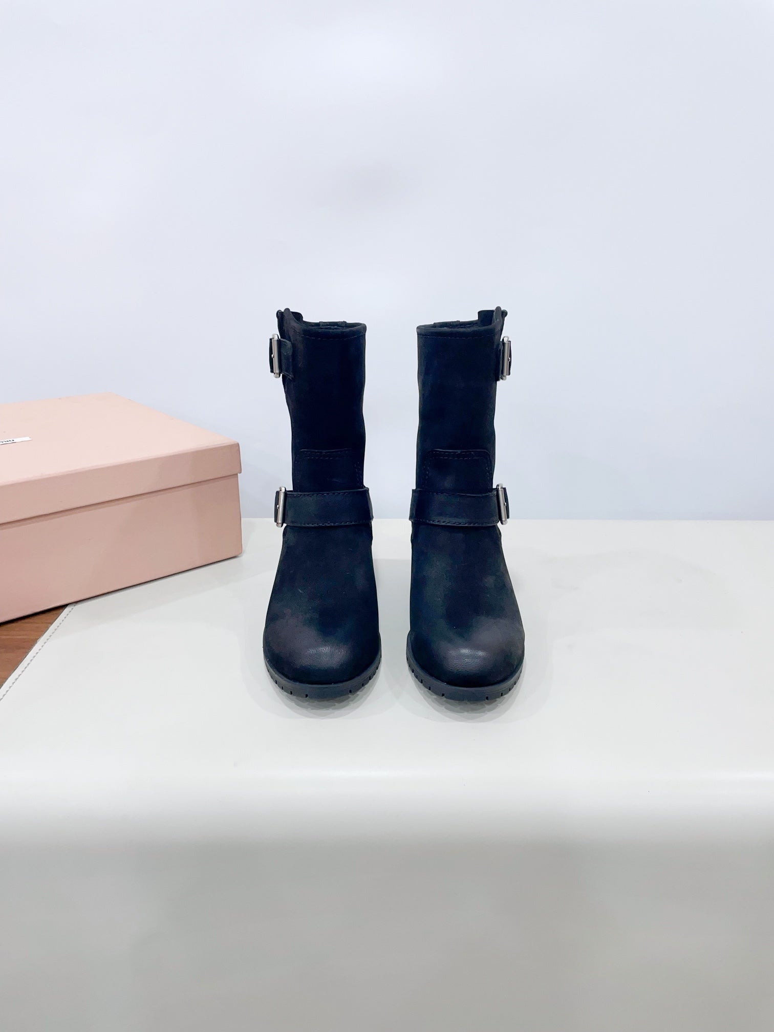 Miu Short Boots Black Calfskin
