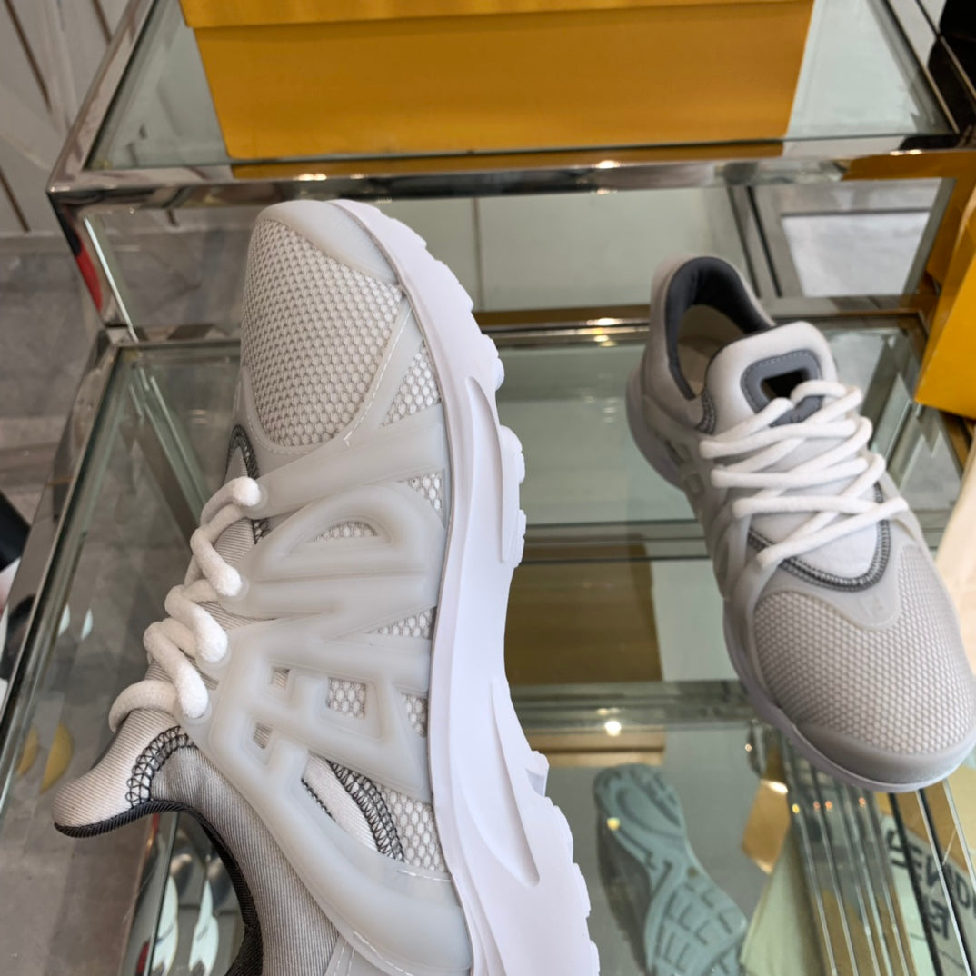 FENDI TAG SNEAKER IN LIGHT GREY MESH AND RUBBER