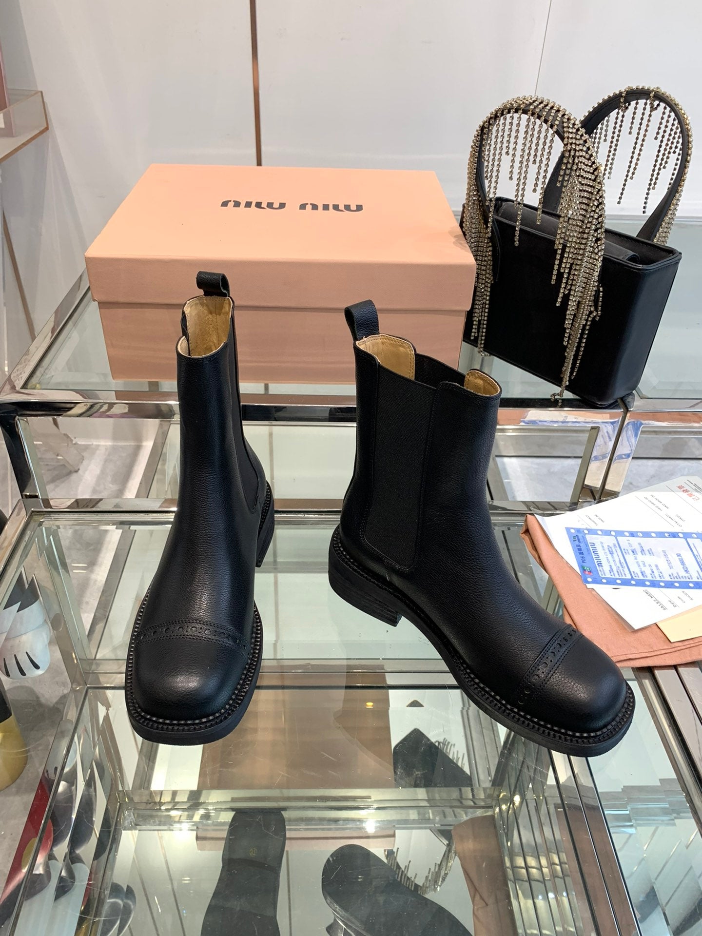 Miu short Boots Black Vegetable Blended Cowhide
