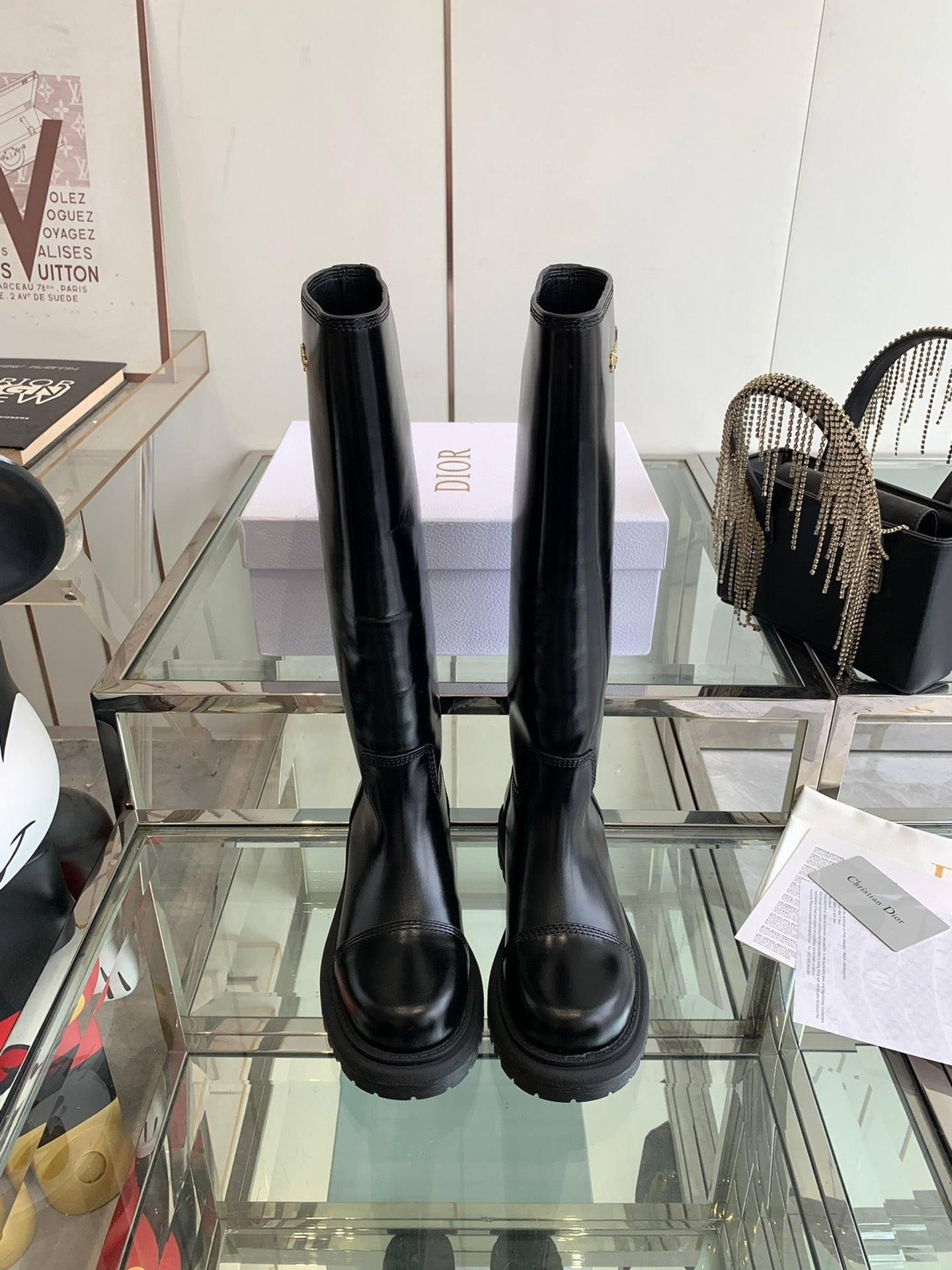 CD Diorebel Boot Glossy Black Calfskin