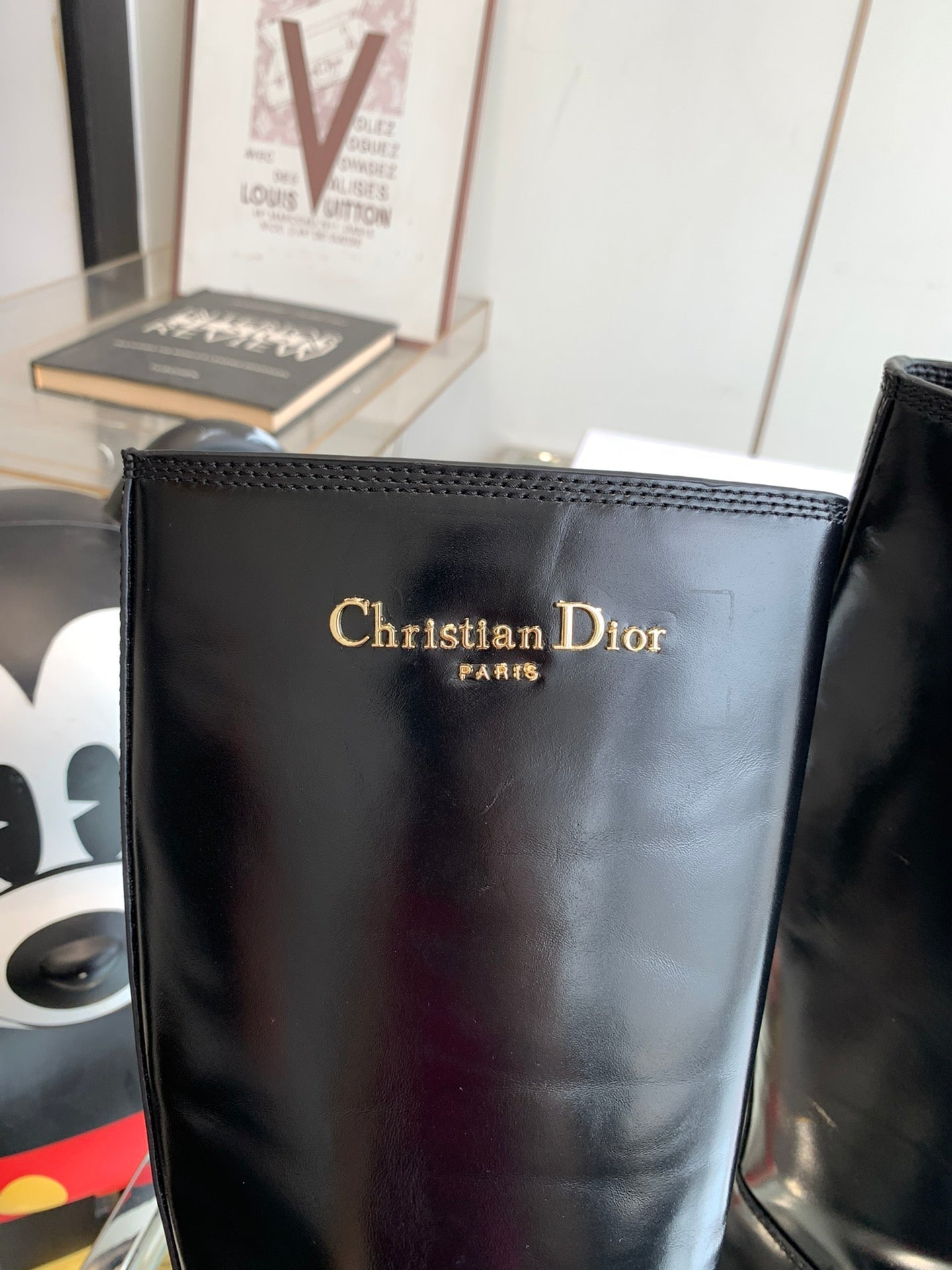 CD Diorebel Boot Glossy Black Calfskin