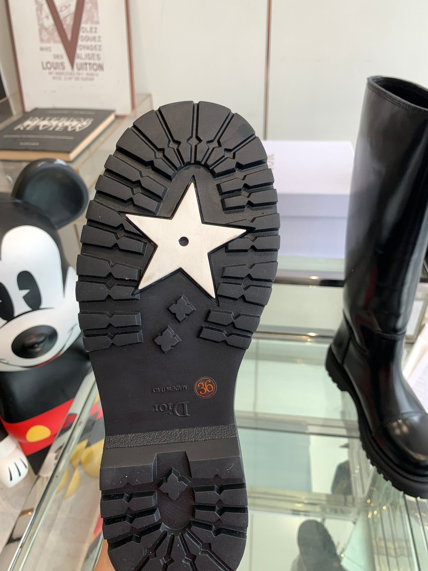 CD Diorebel Boot Glossy Black Calfskin