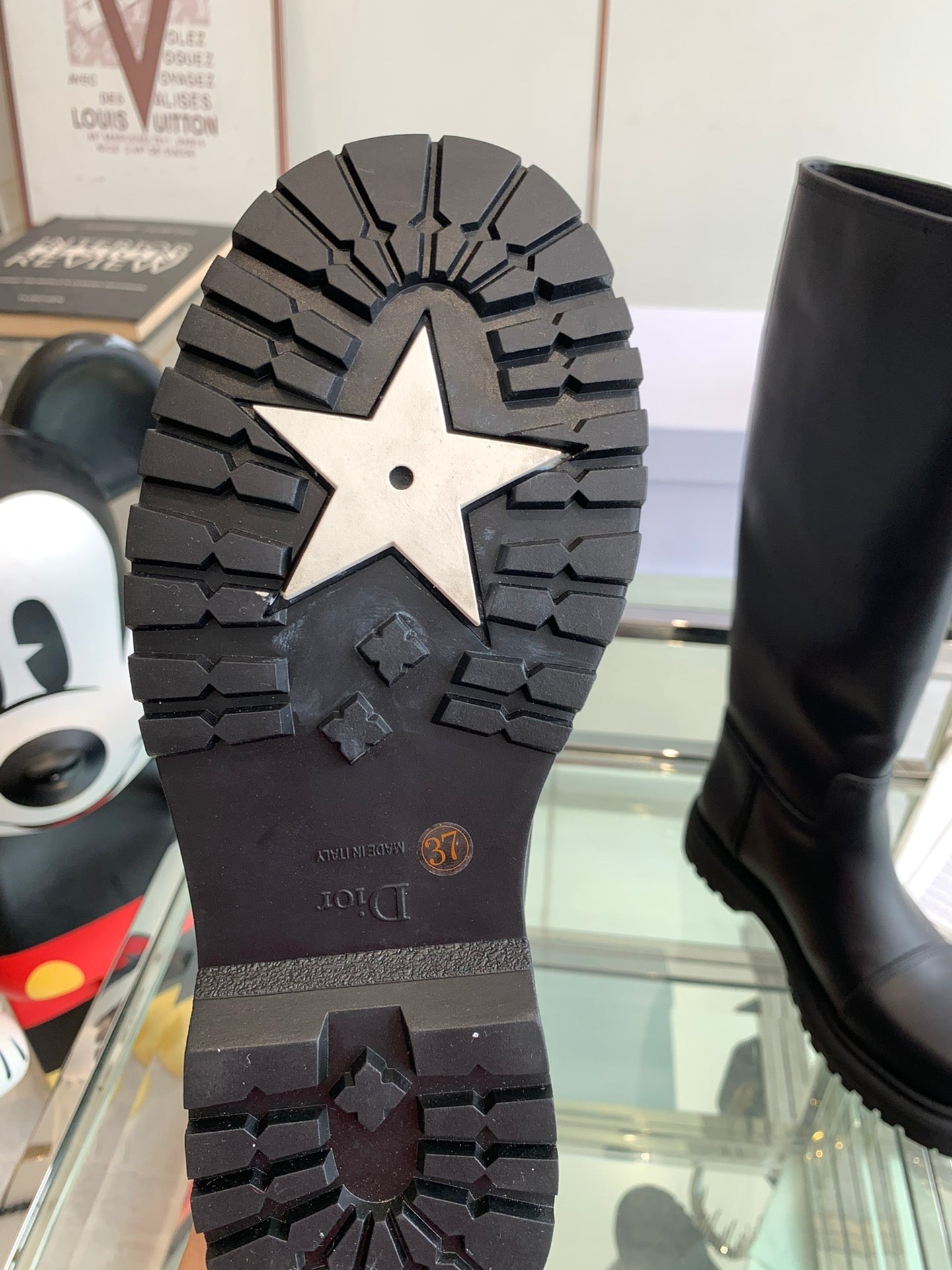 CD Diorebel Boot Plain Black Calfskin