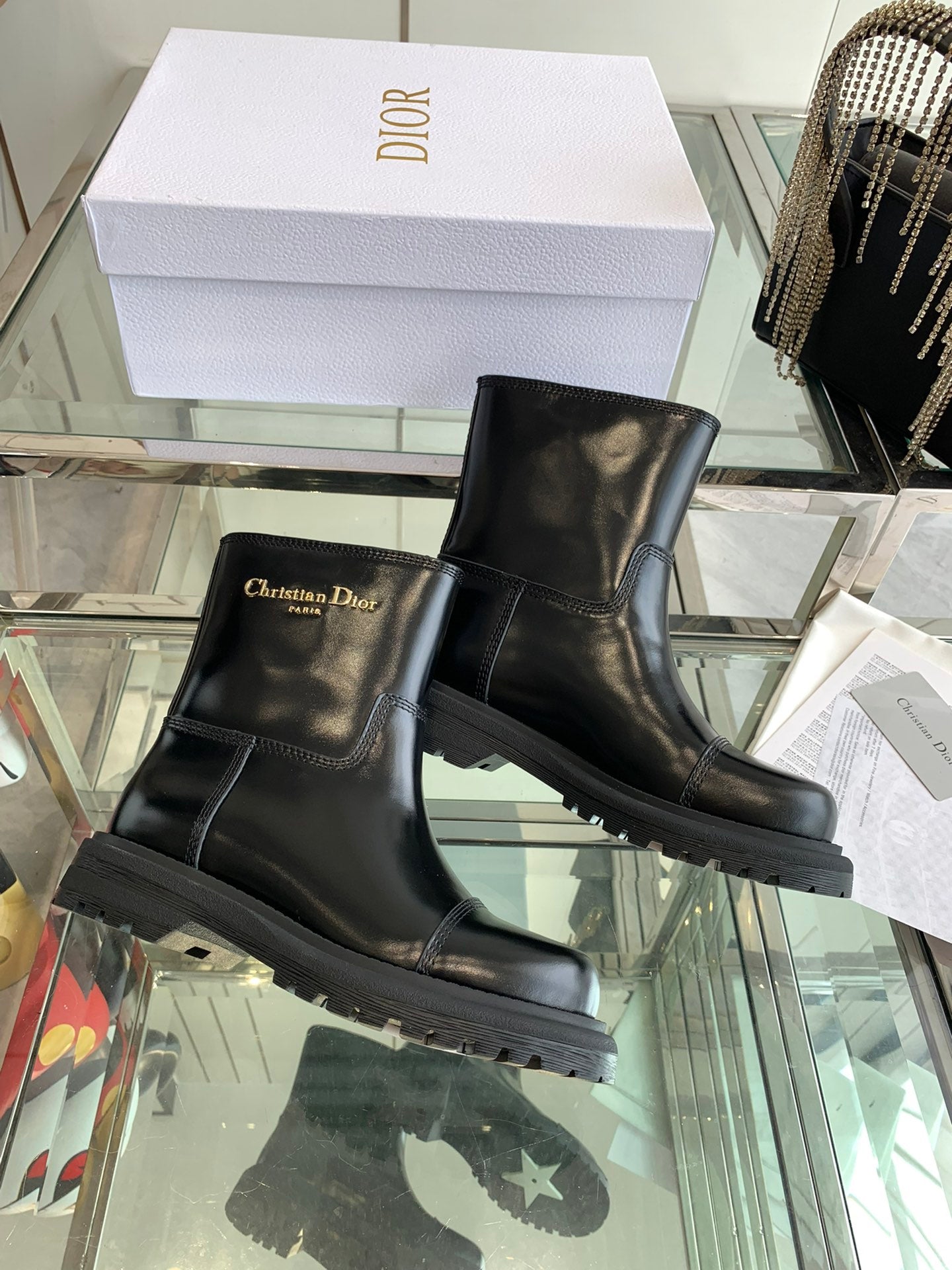 CD Ankle Boot Glossy Black Calfskin