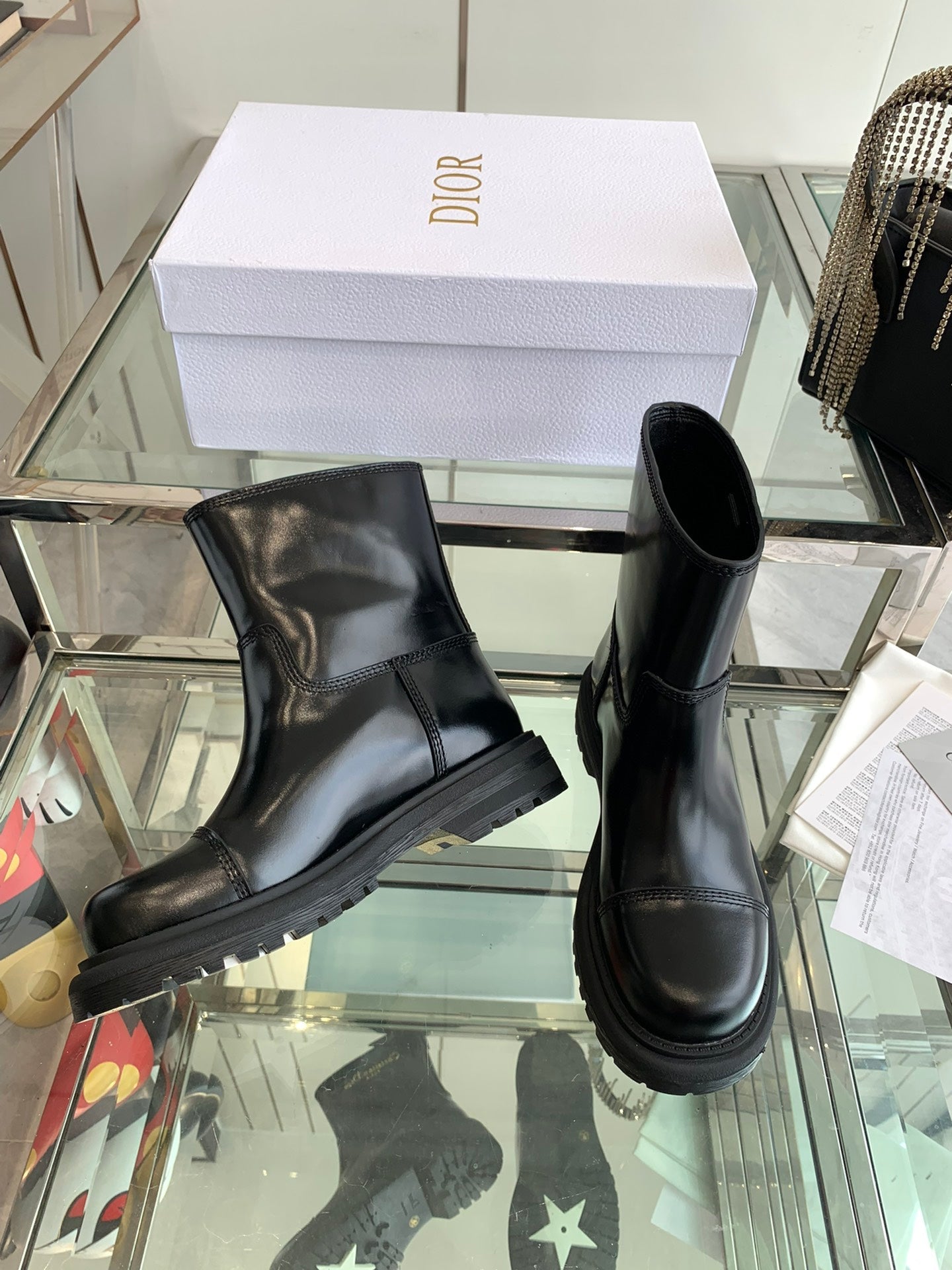 CD Ankle Boot Glossy Black Calfskin