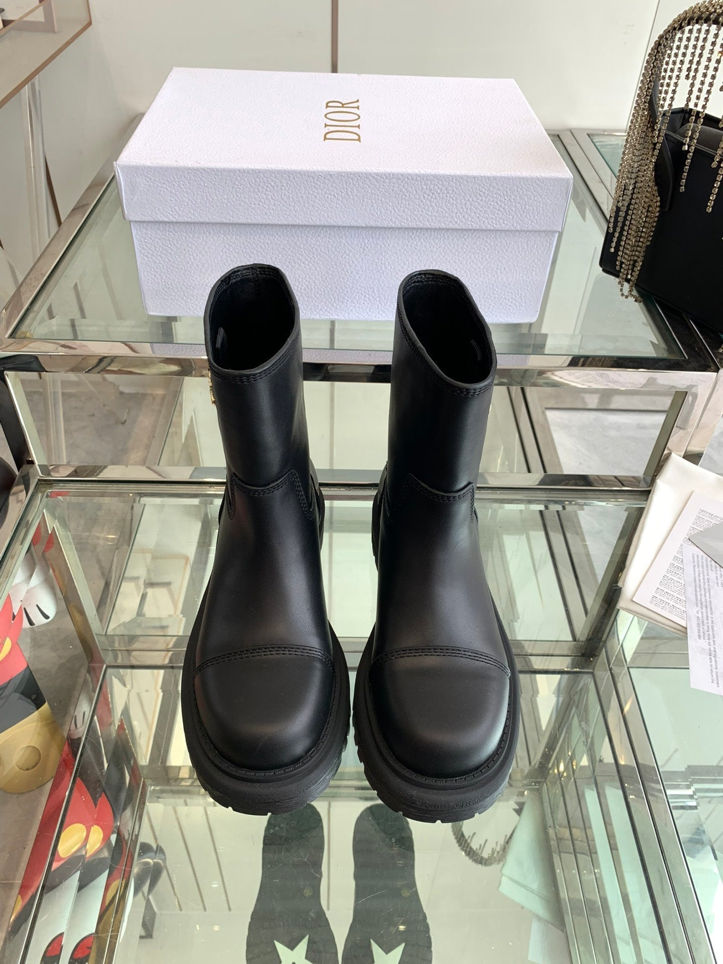 CD Ankle Boot Plain Black Calfskin