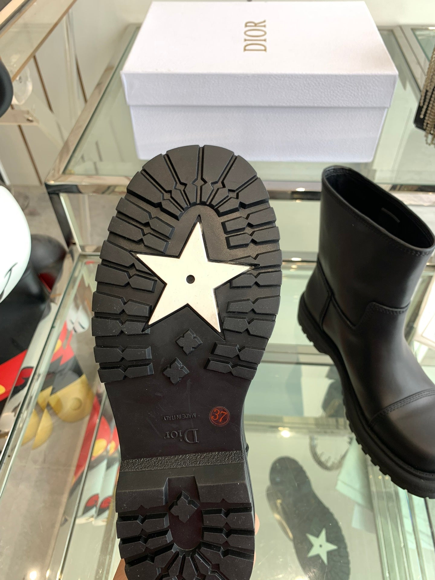 CD Ankle Boot Plain Black Calfskin