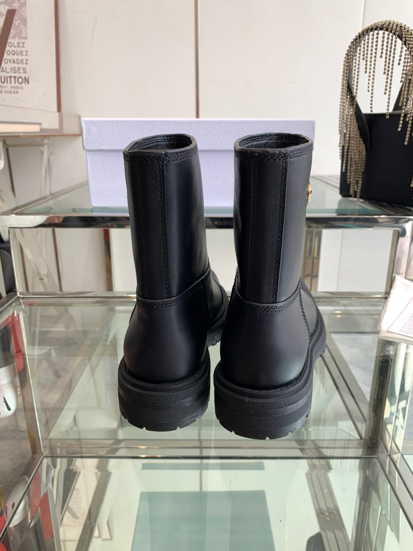 CD Ankle Boot Plain Black Calfskin