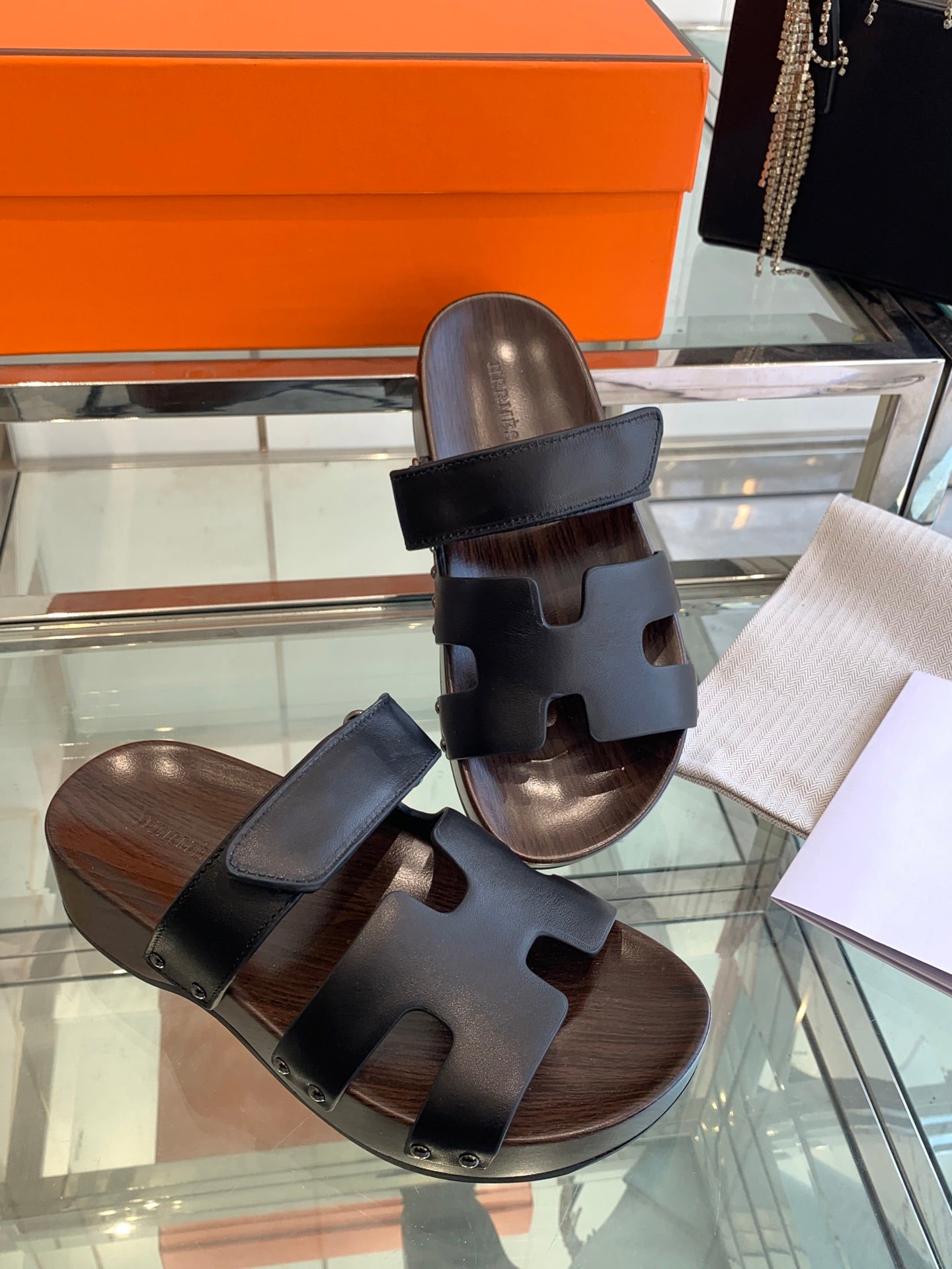 HM 25 Kos Clog Sandals Black Cowhide 292048