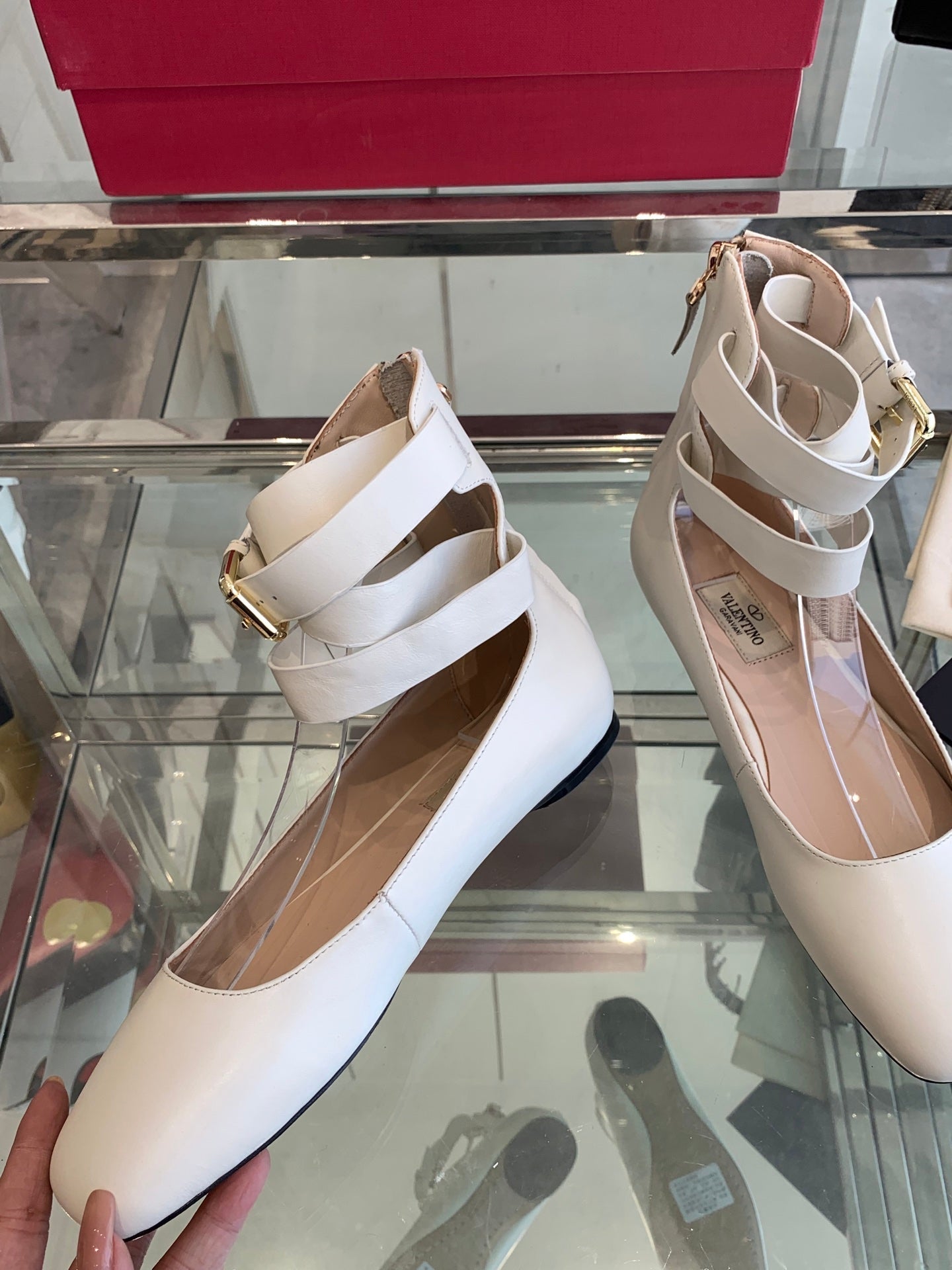 VT 25 Ballerina Ballet Gladiator Flats White Cowhide 292359