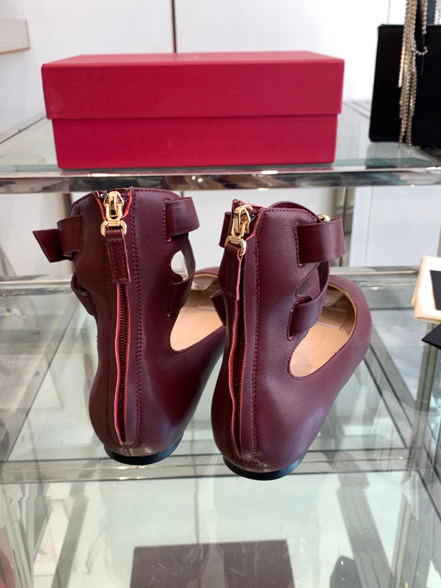 VT 25 Ballerina Ballet Gladiator Flats Ruby Red Cowhide 292360